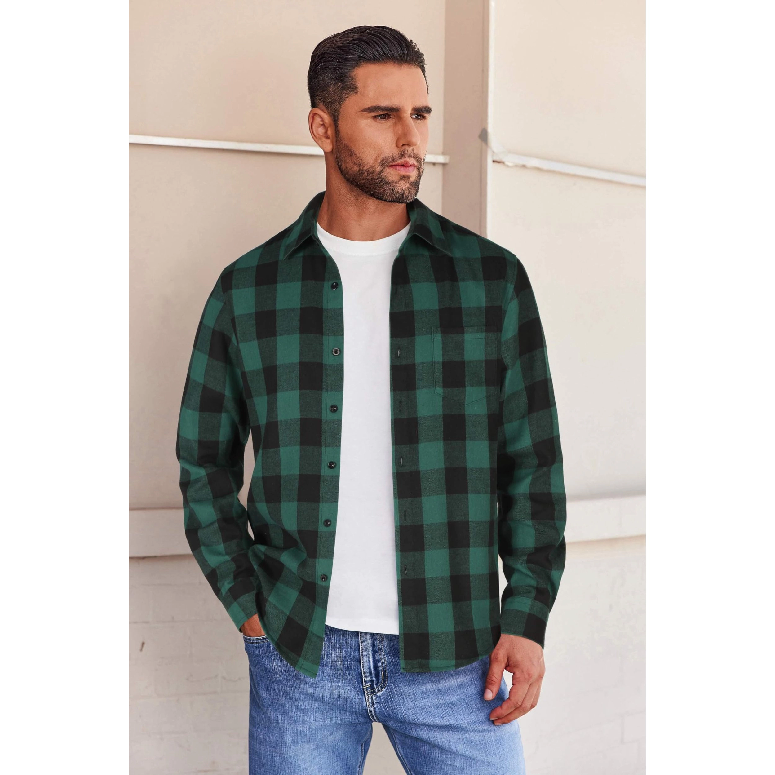 COOFANDY Men's Regular Fit Long Sleeve Flannel Shirt