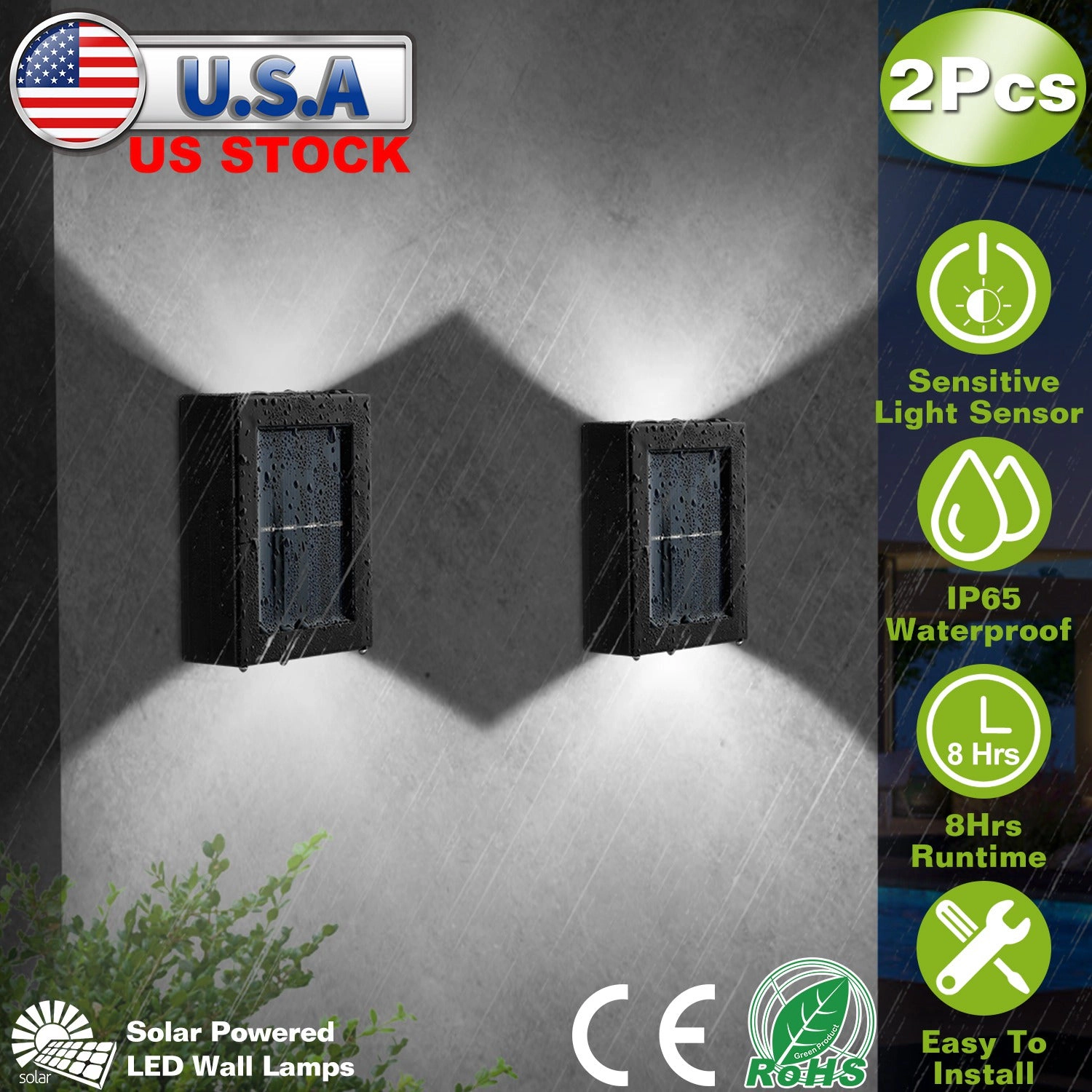 GBruno Solar 2-LED Deck Lights Outdoor Waterproof