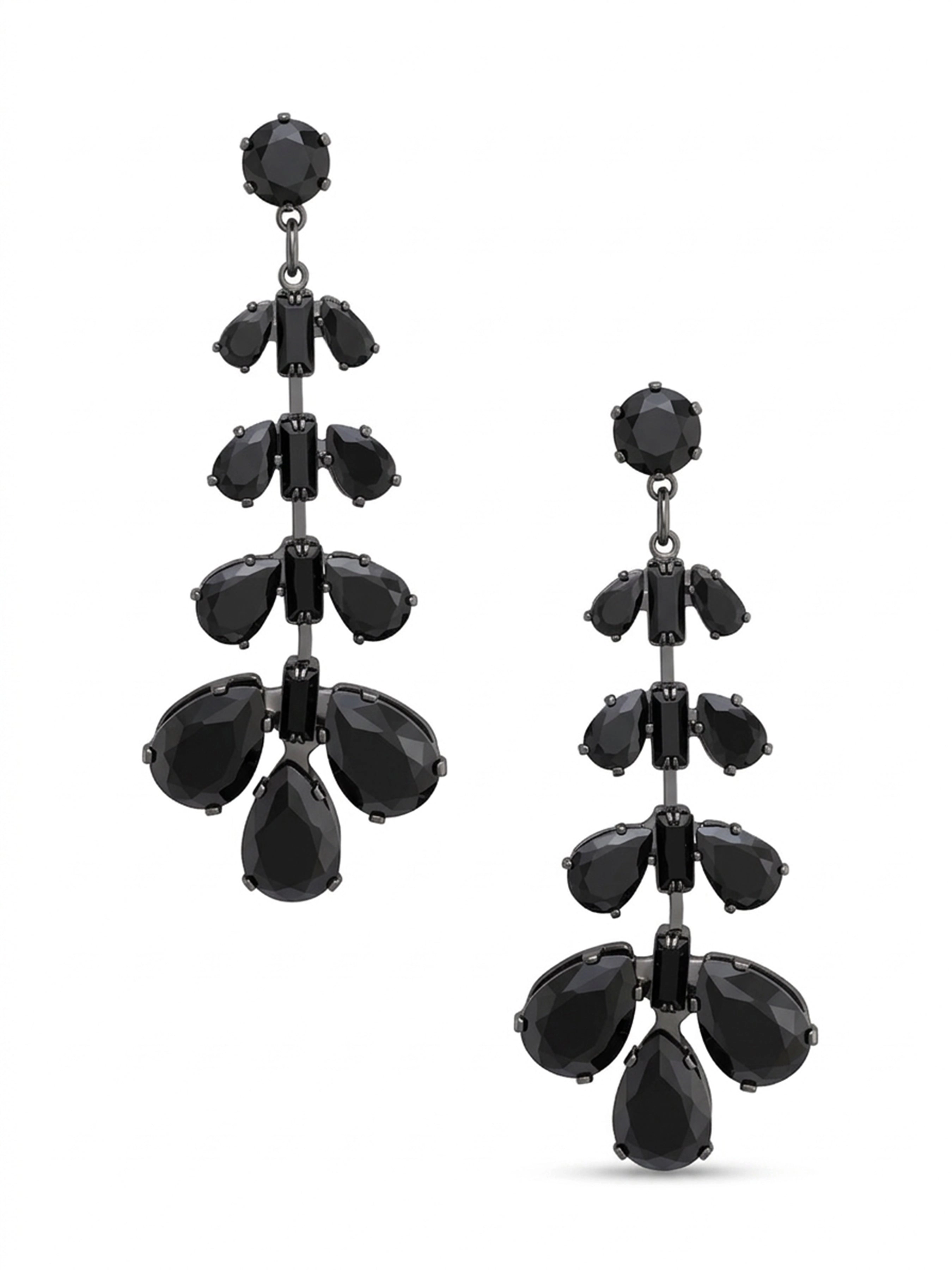 AGP PARIS Womens Jet Cluster Chandelier Earrings