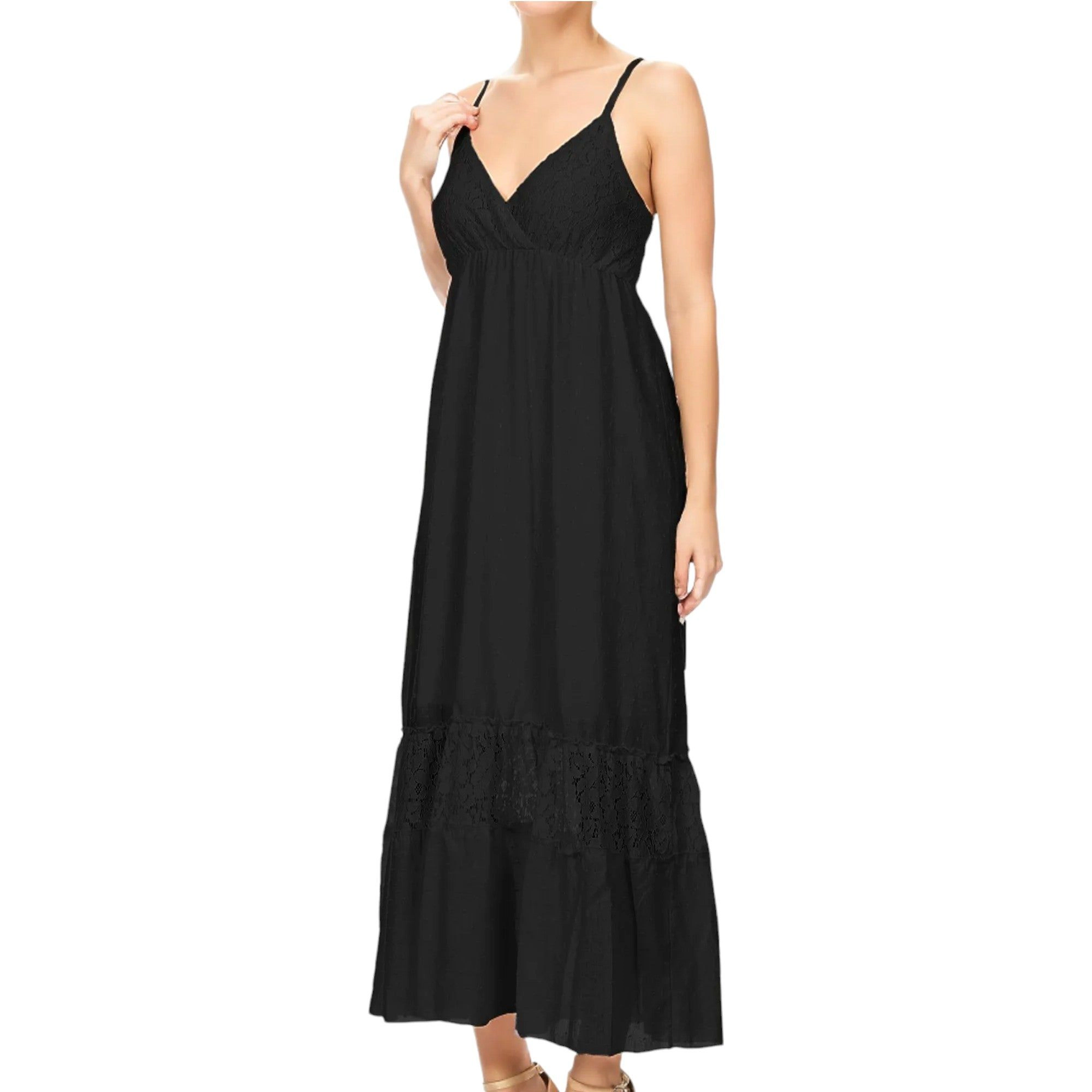 Anna-Kaci Women's Adjustable Spaghetti Strap Boho Lace Maxi Dress