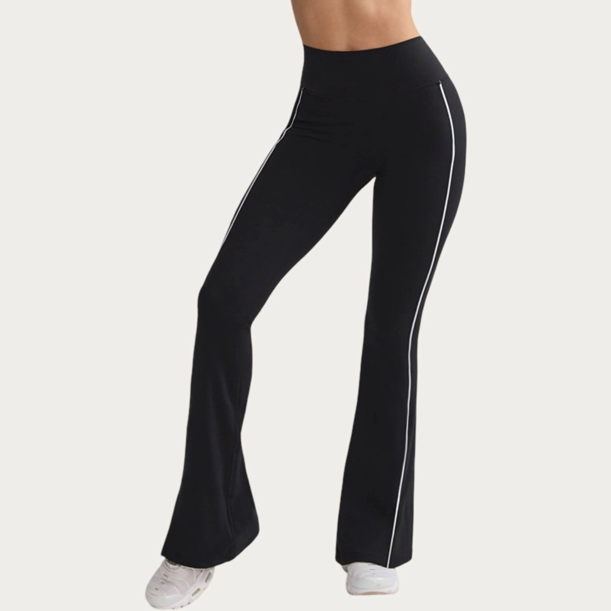 Anna-Kaci Active Women's High Waist Flare Yoga Pants with Contrast Side Stripe Stretch Fit Athletic Workout Leggings
