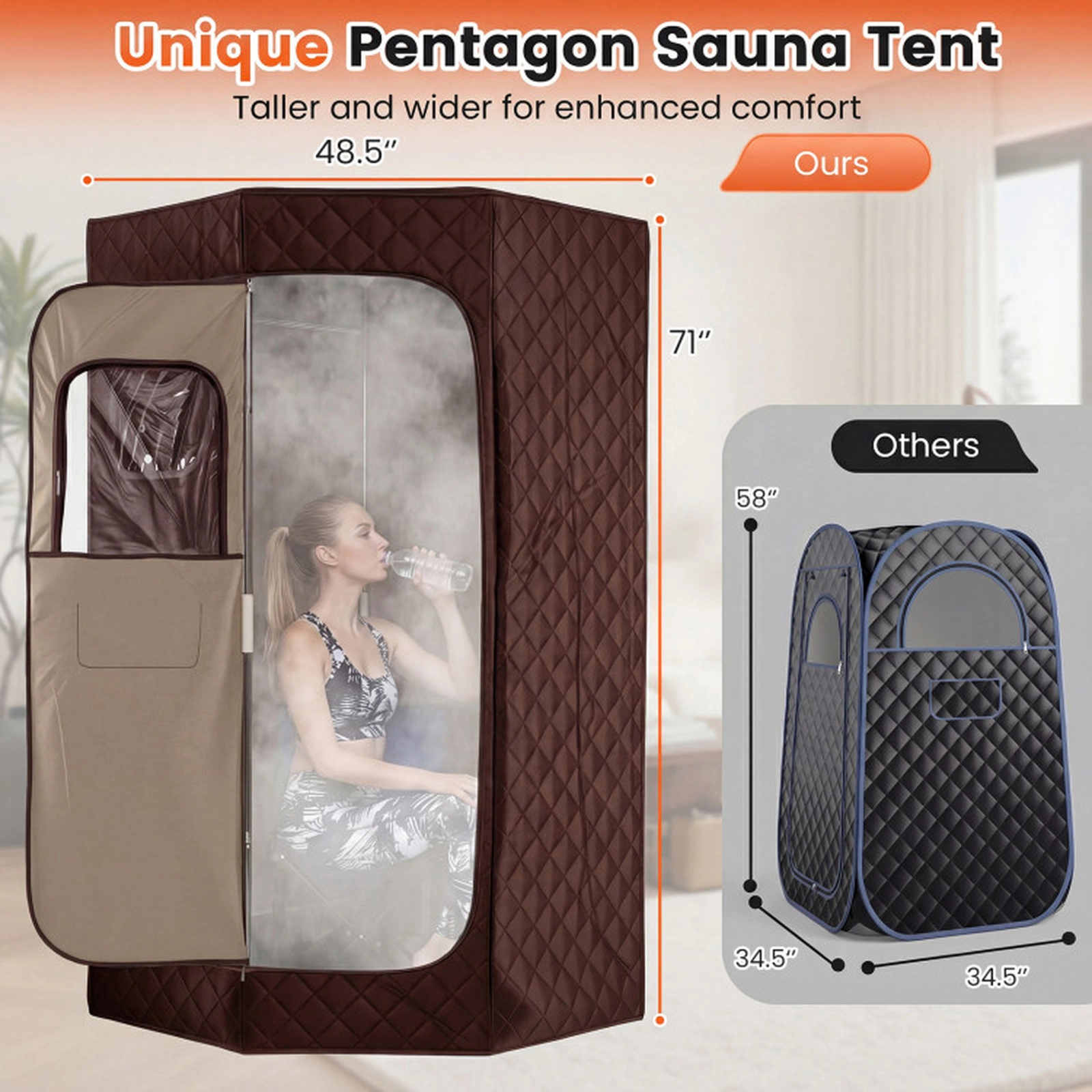 SUGIFT 3L 800W Portable Steam Sauna Tent with 9 Heat Levels Remote Control Folding Chair and Foot Massager