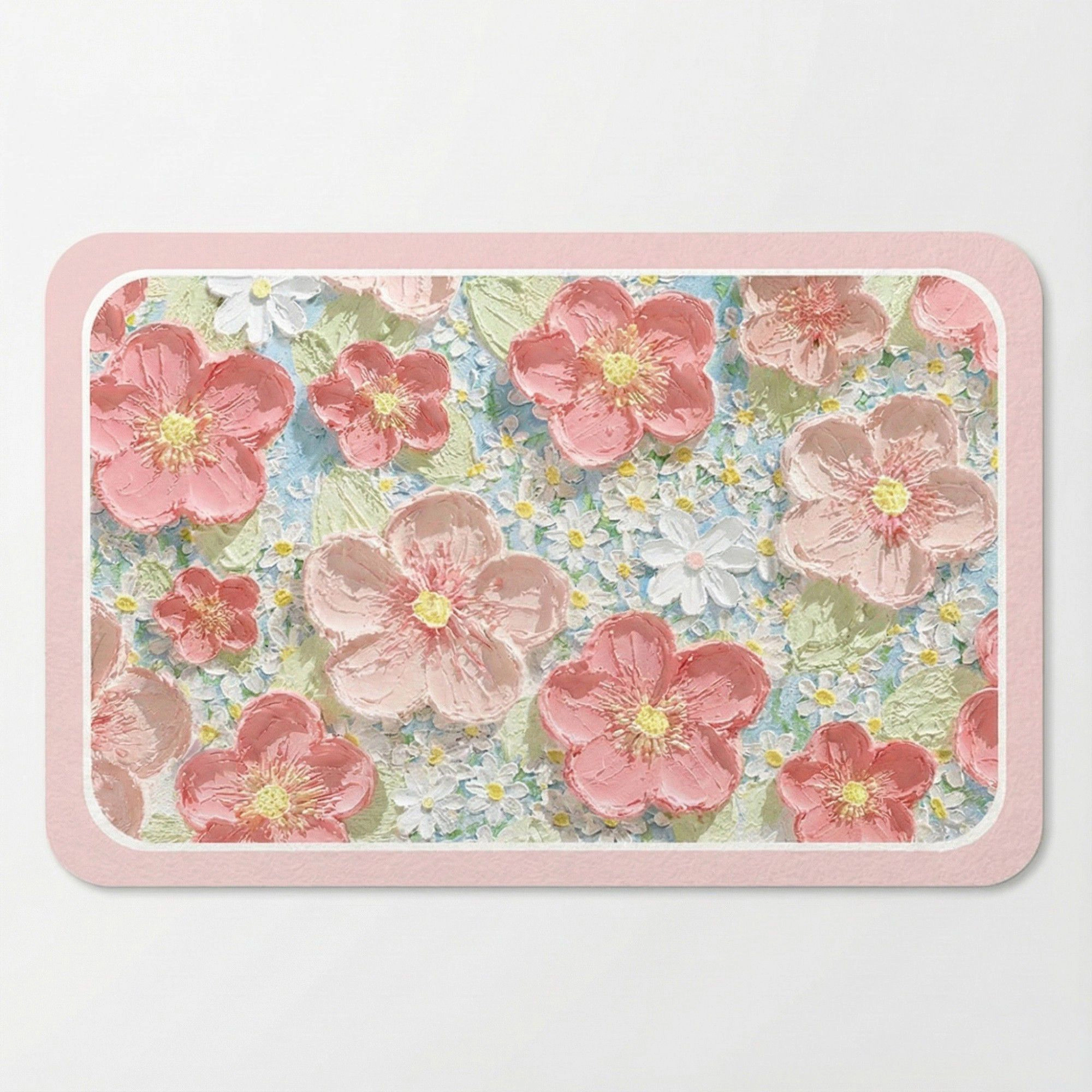 Alilang Unisex Plush Absorbent Bathroom Floor Mat with Floral Pattern Soft Cushioned Bath Rug for Tub Shower and Sink Ar