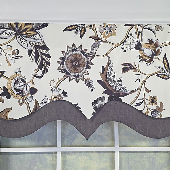 RLF Home 100% Cotton Zanzibar D-Regal  Fully lined Windows Rod Pocket Valance 50" x 17"  Gray