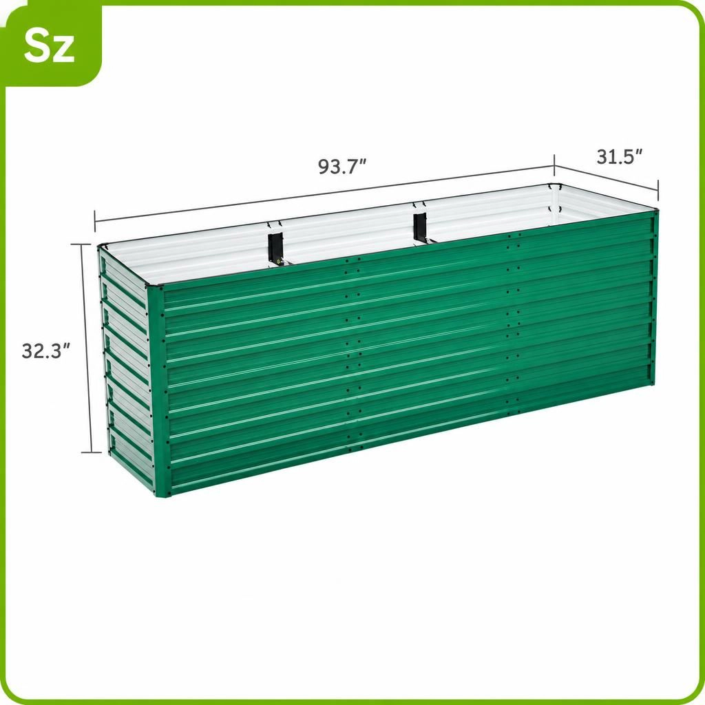 WOW PIONEER Large Rectangular Elevated Metal Raised Planter Box for Vegetables Flowers Herbs Patio Backyard