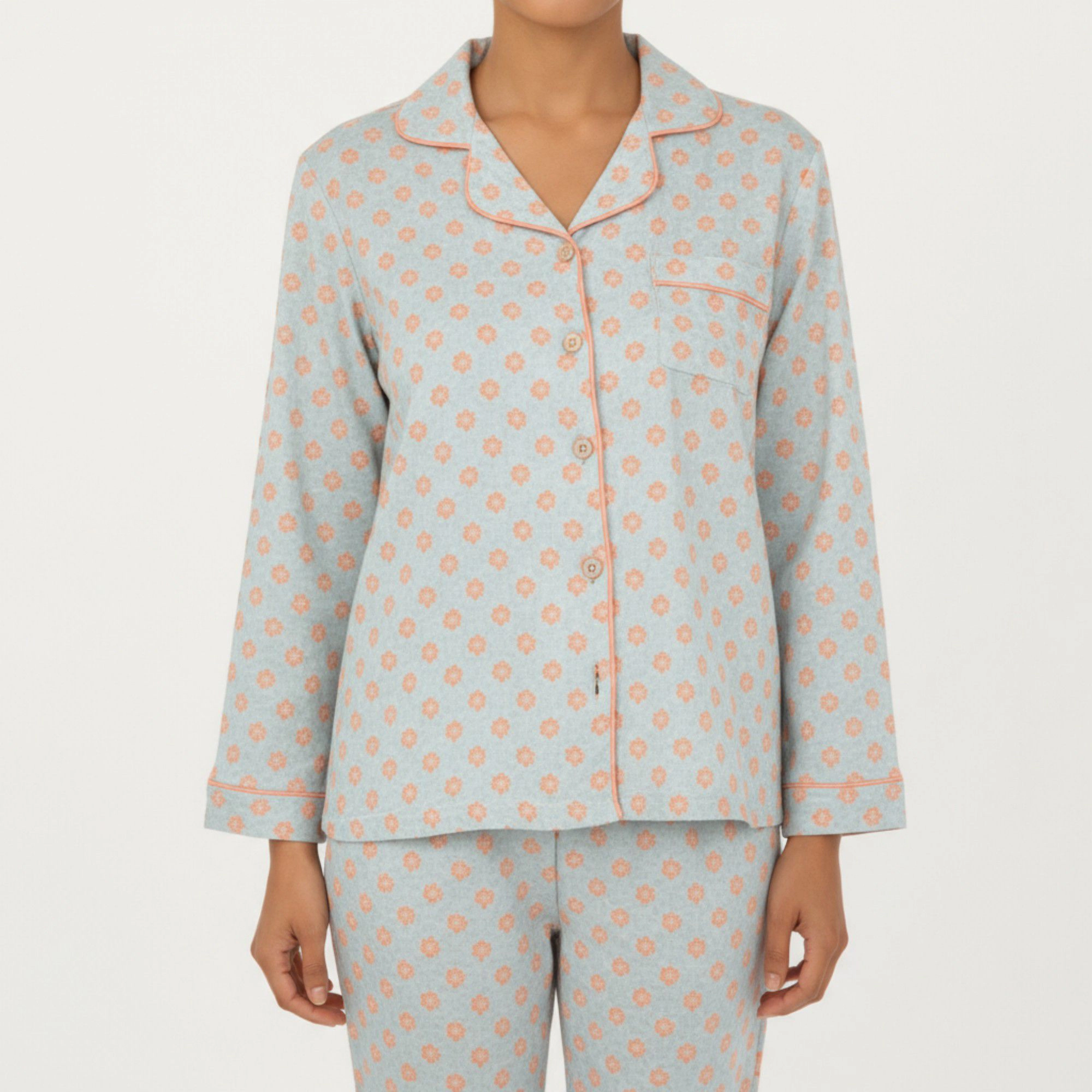 Anna-Kaci Women's 2-Piece Long Sleeve Button Up Pajama Top with Matching Relaxed Fit Printed Pants