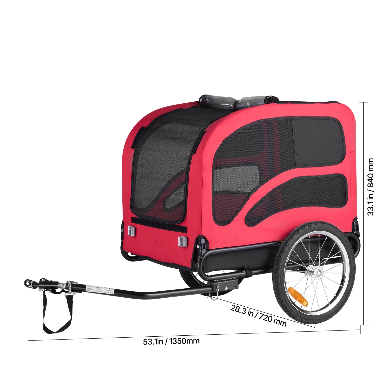 HONGGE Dog Bike Trailer for Medium to Large Dogs, 100 lb Capacity, Built-In Leash, Foldable Frame