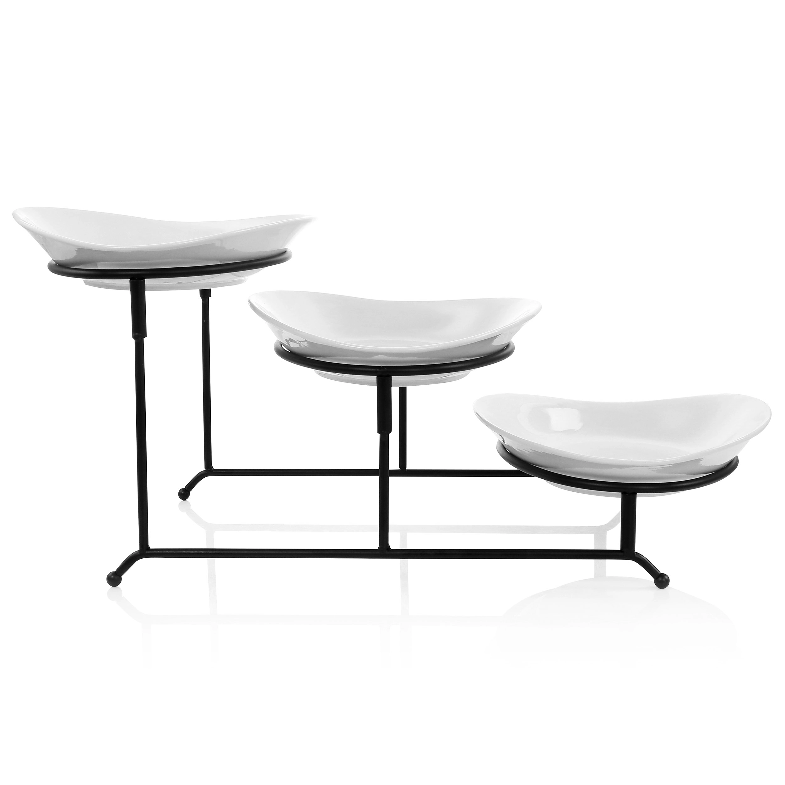 Elama 3 Tier Oval Plate Porcelain Serveware Set