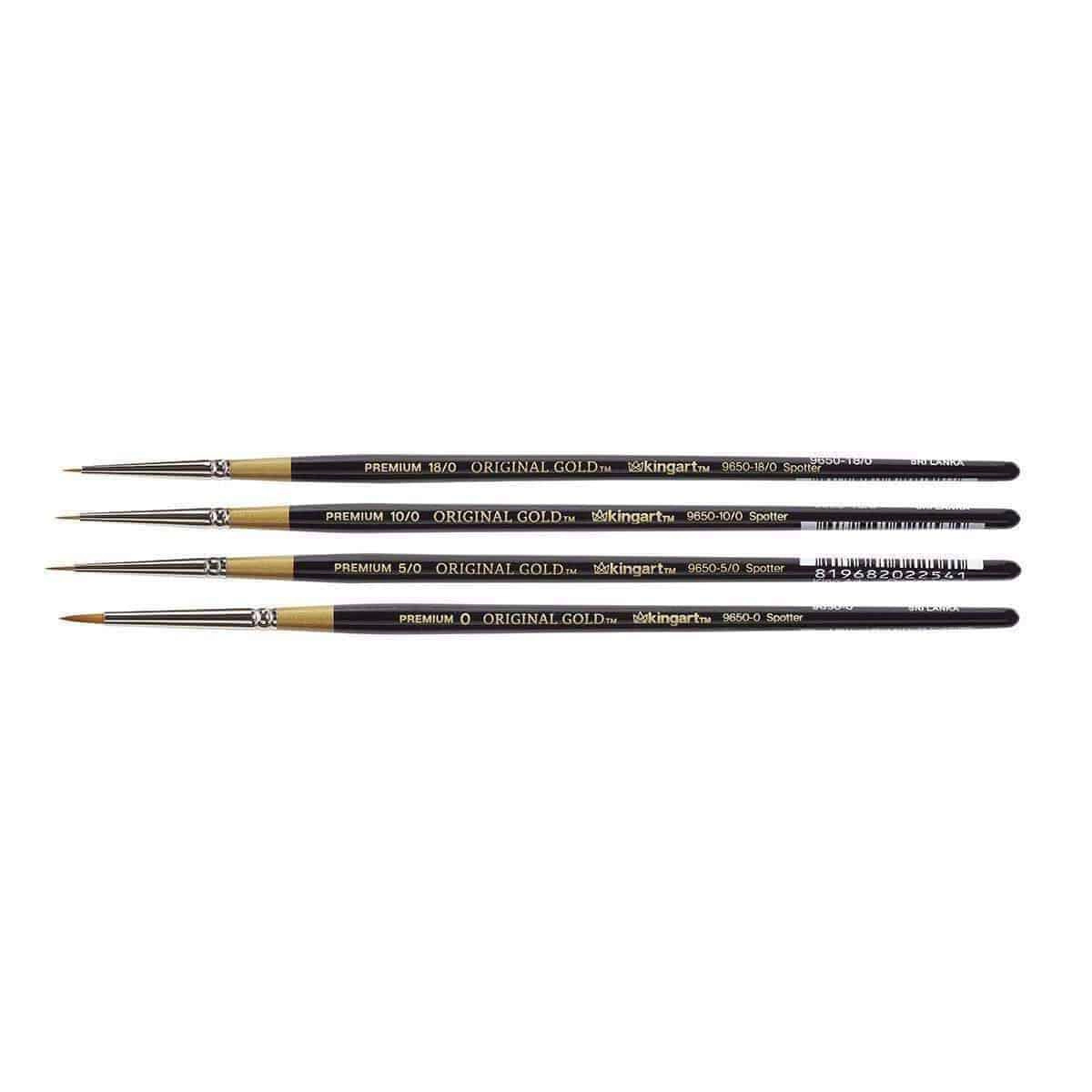KINGART Original Gold 9650 Spotter Brush Set - 4 Pc Golden Taklon