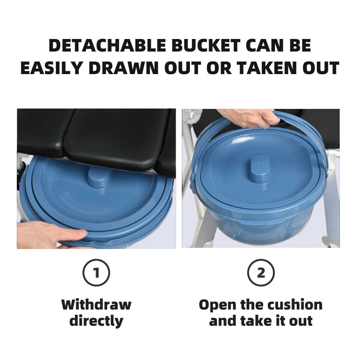 SUGIFT 2-in-1 Commode and Shower Wheelchair, 220 lb Capacity, Locking Casters, Safety Belt