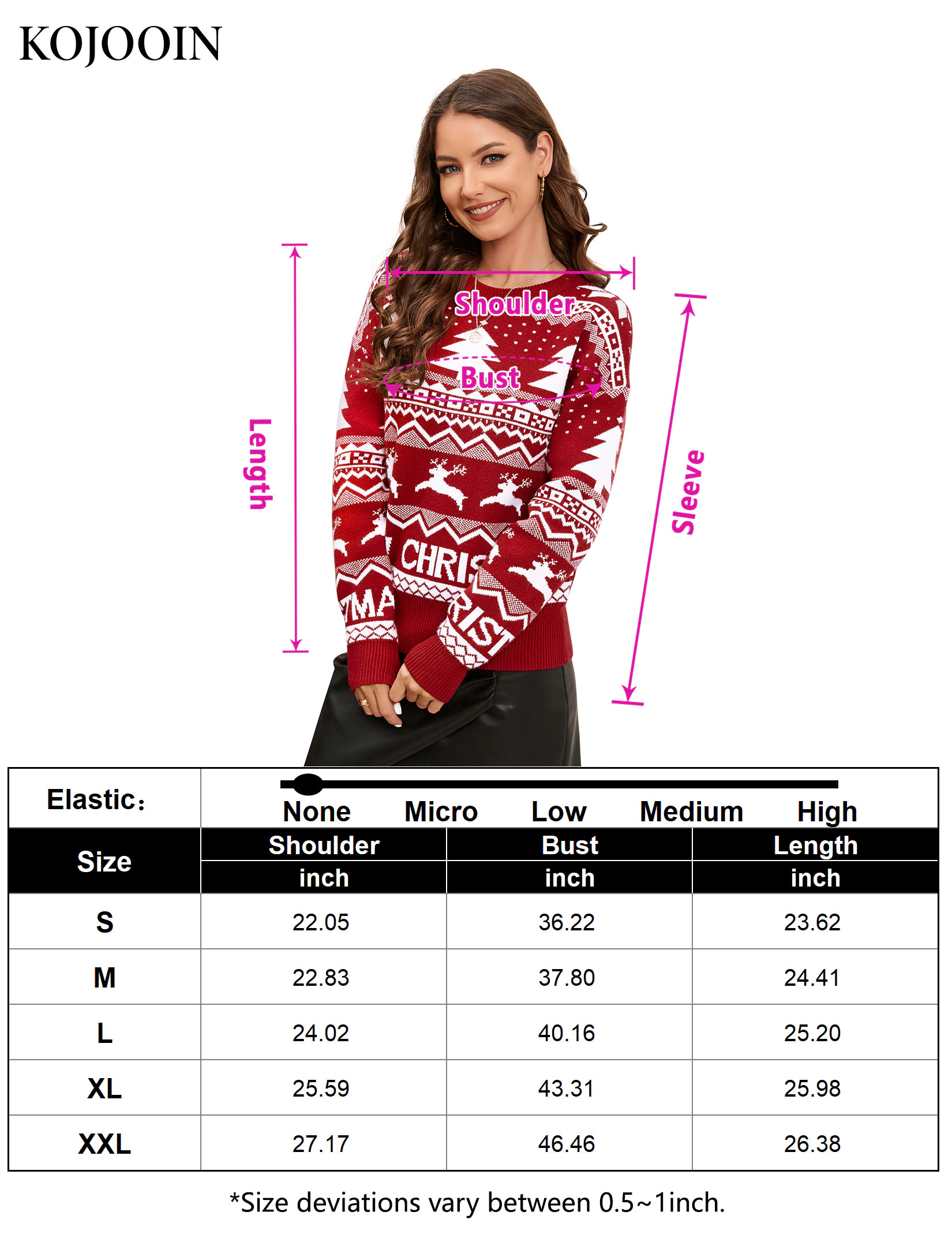 KOJOOIN Women Christmas Sweater Ugly Pullover Fair Isle Knit Winter Holiday Top for Party