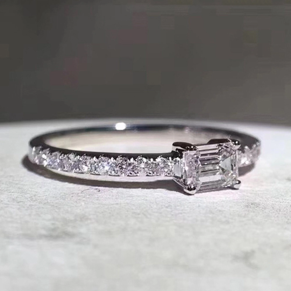 Wardrobe Whimsy Emerald Cut Cubic Zirconia Stacking Promise Ring for Women