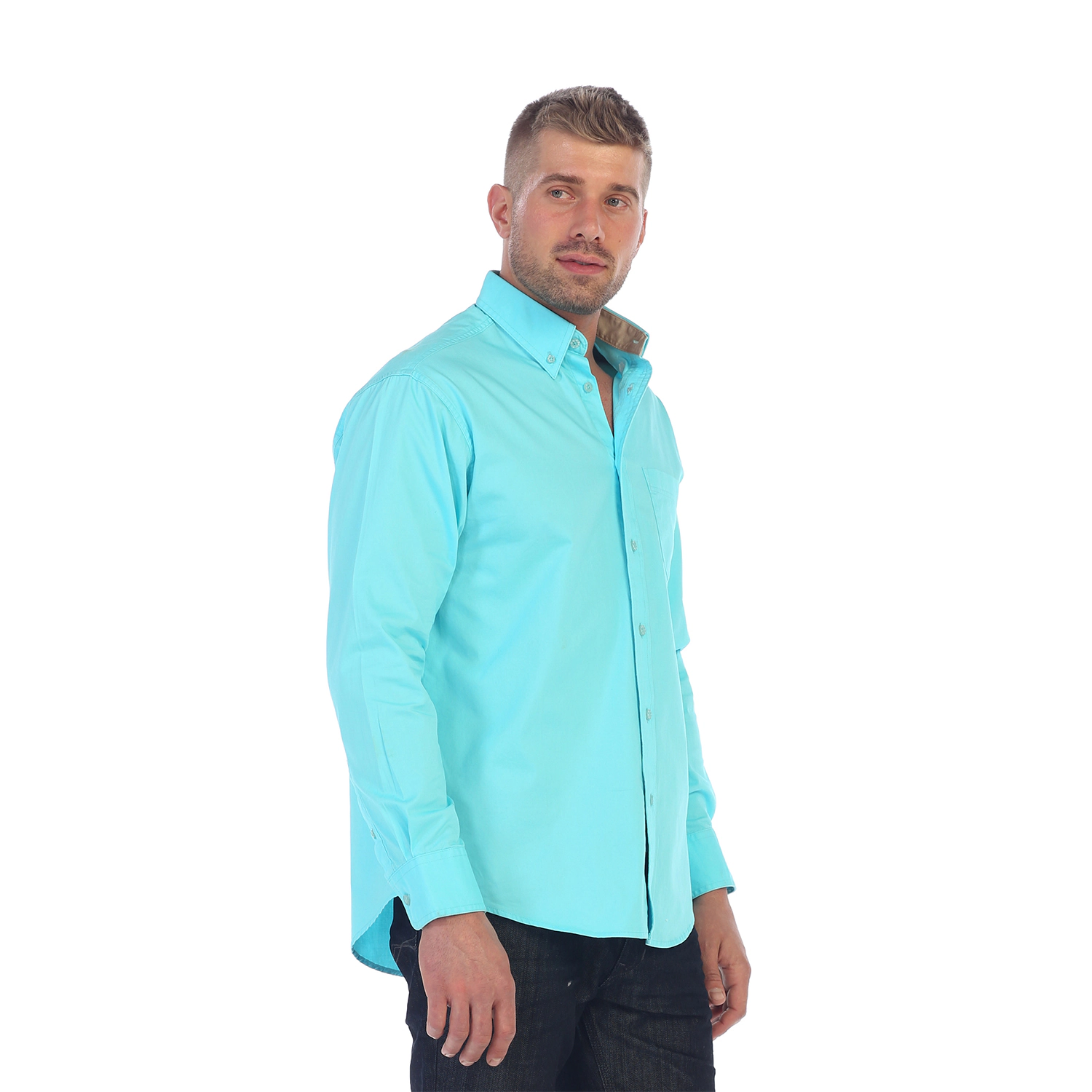 Gioberti Men's 100% Cotton Twill Oxford Shirt with Contrast