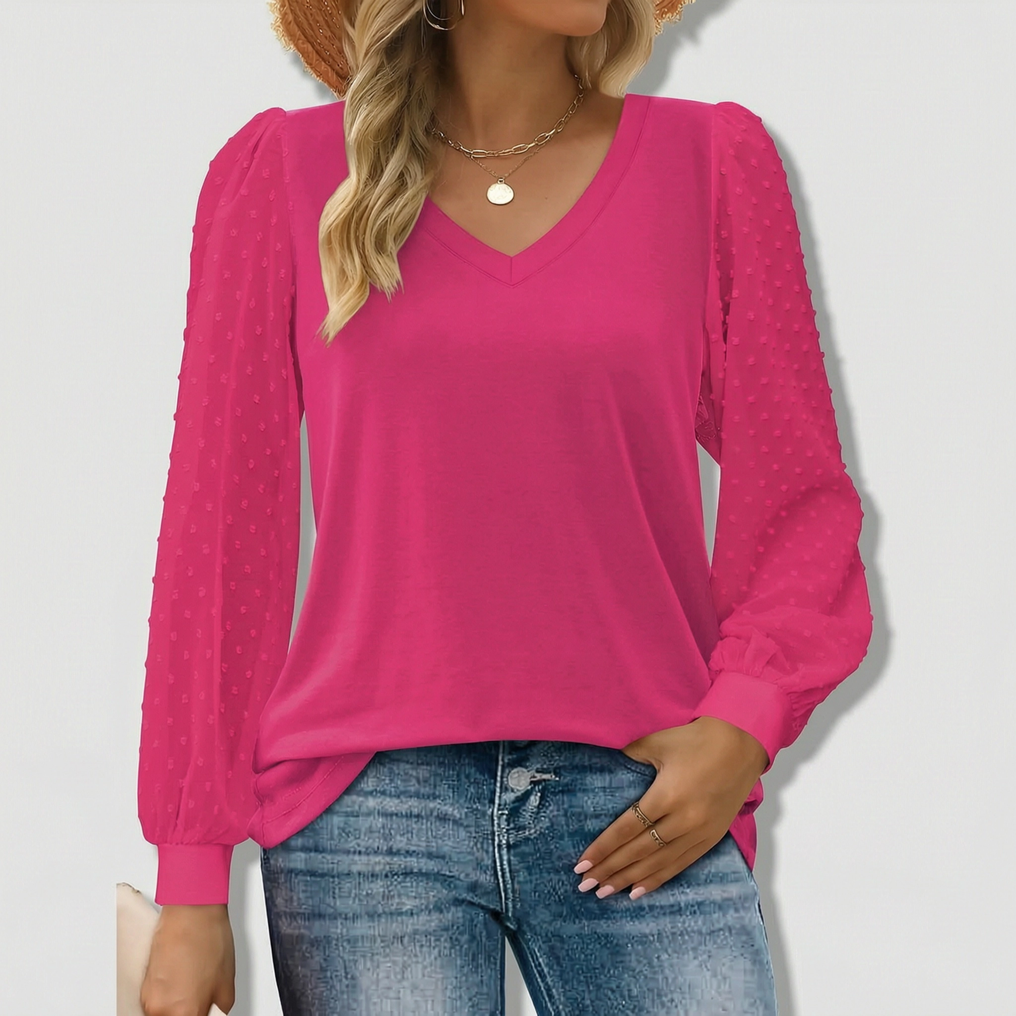 Zeagoo Women's Lace Detail Long Sleeve T-Shirt