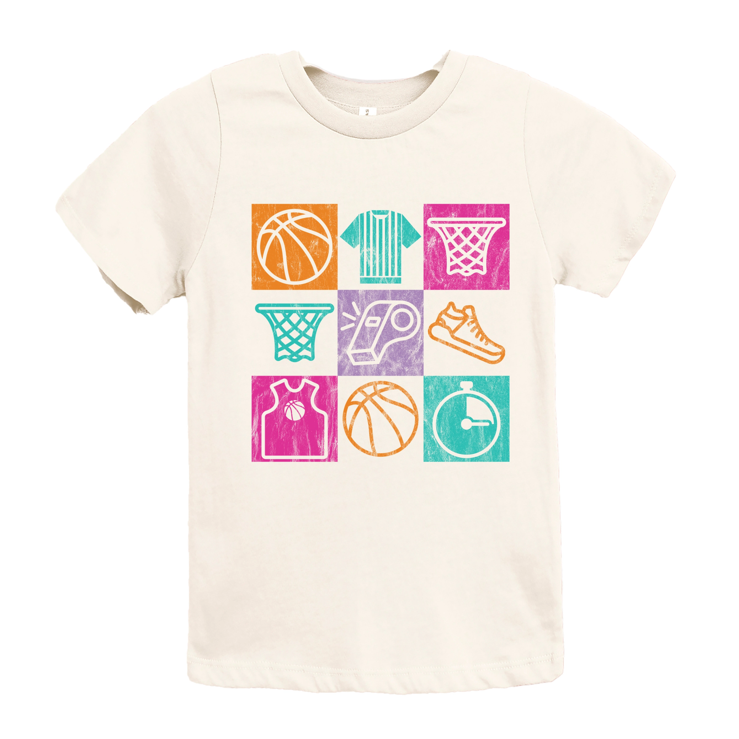 The Juniper Shop - Basketball Checkered Icons Youth Short Sleeve Graphic T-Shirt