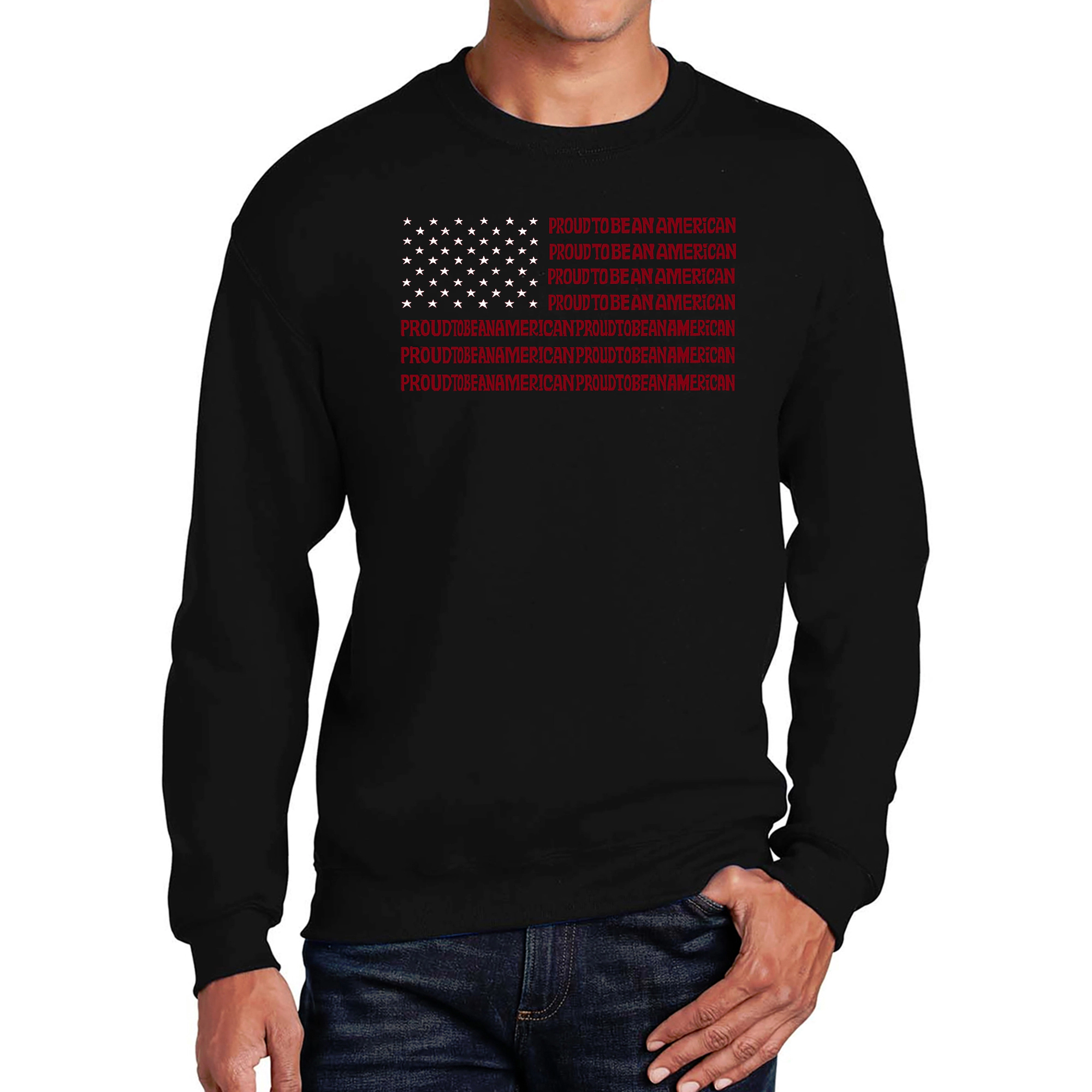 LA Pop Art Proud To Be An American - Men's Word Crew Sweatshirt