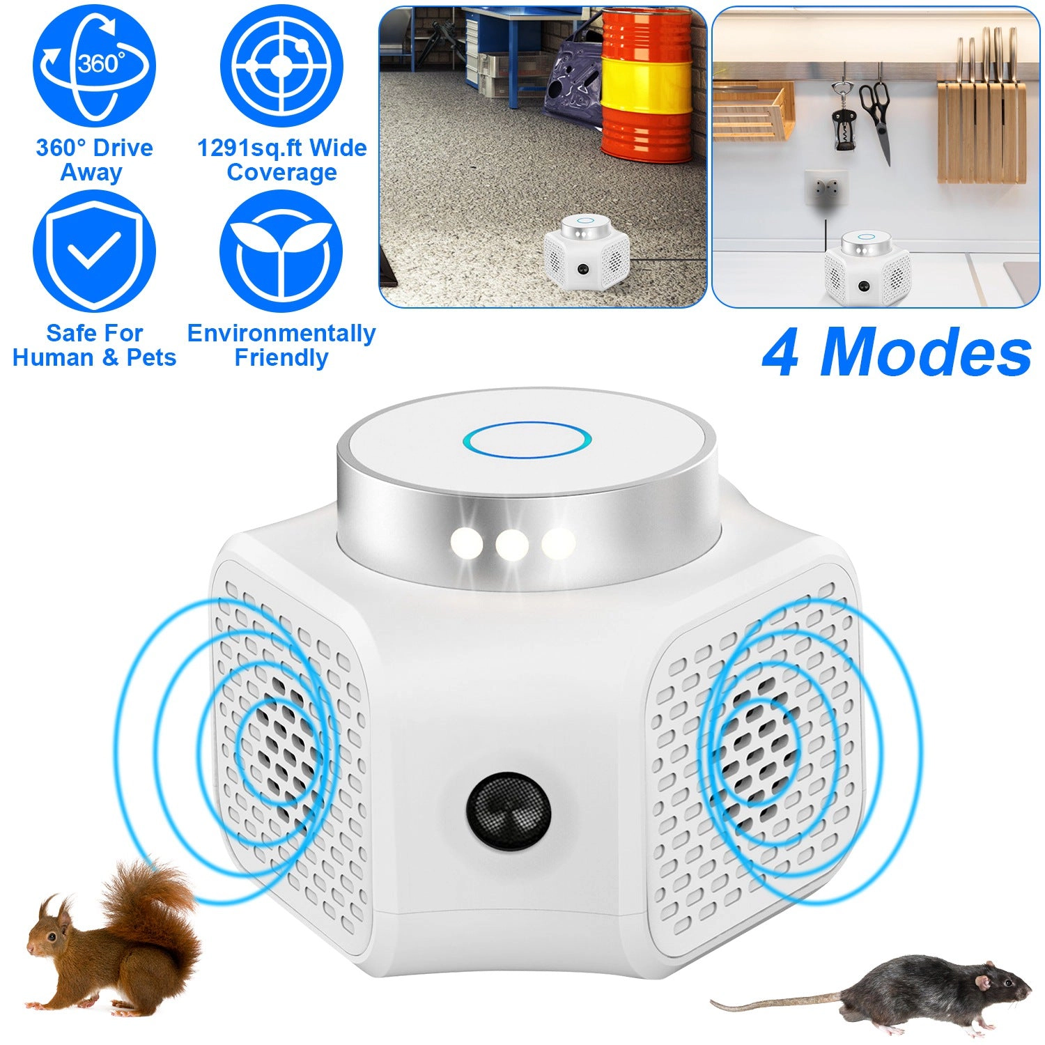 GBruno 360° Ultrasonic Rodent Chaser Plug-In