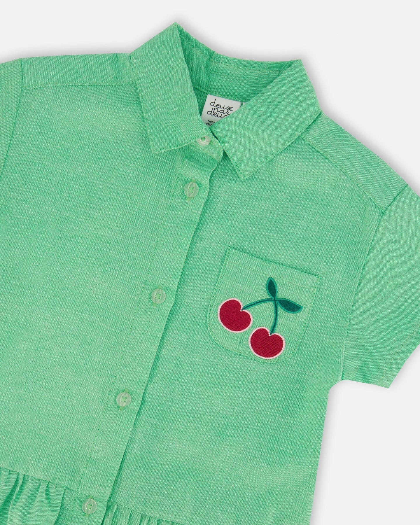 Deux par Girls Cotton Shirt Dress with Embroidery