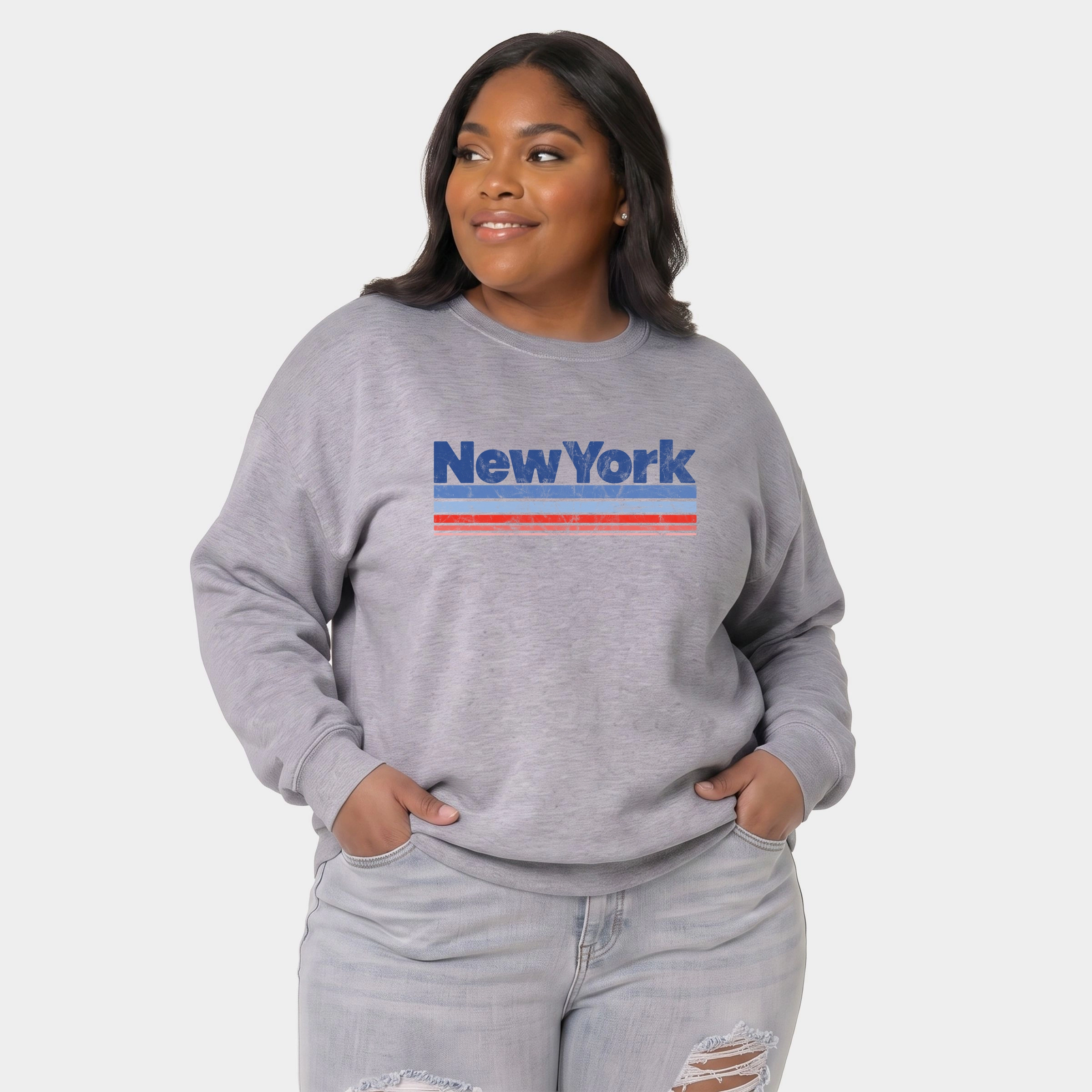 Simply Sage Market - Women's Plus Sized Graphic Sweatshirt New York Retro Stripes