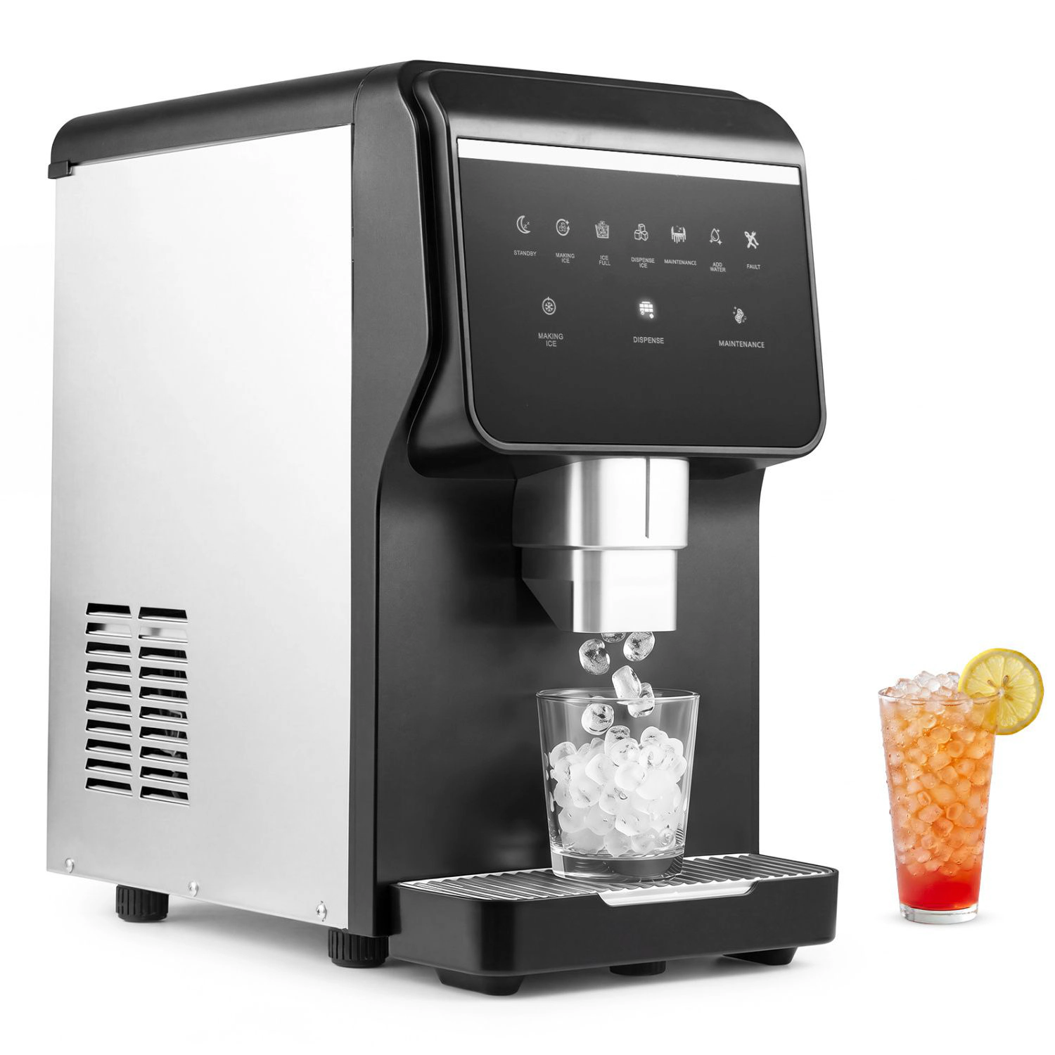 SlickBlue Black Silver Pellet Ice Maker, 80 Lbs Daily