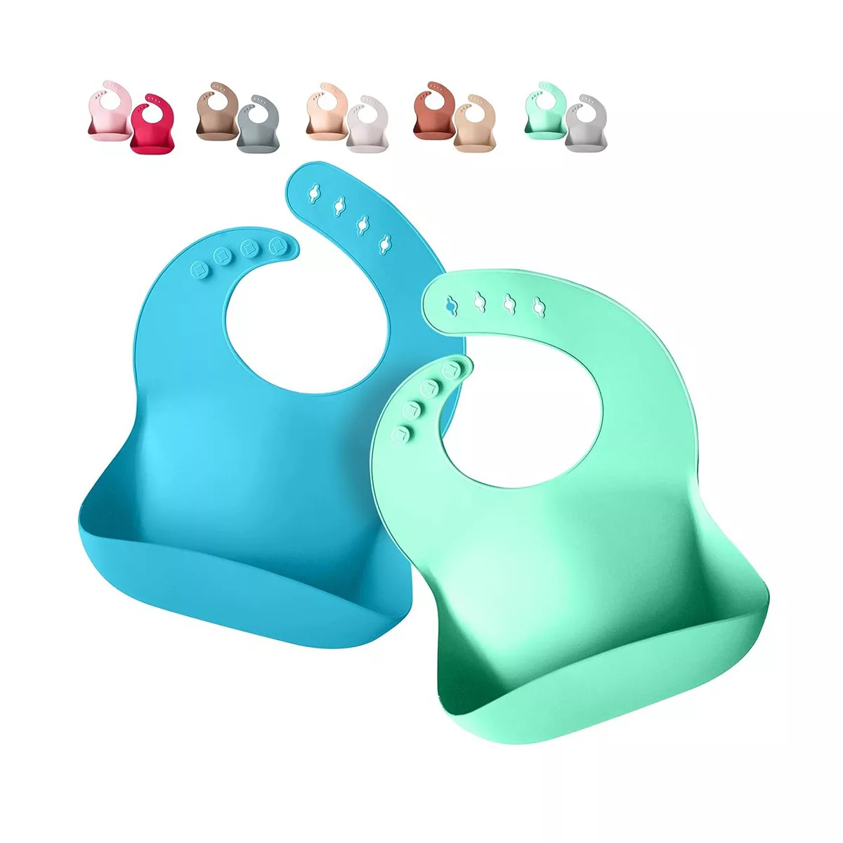 Sperric Silicone Baby Bibs - Soft Bib with Food Catcher, Waterproof Material, Adjustable Fit for & Toddler