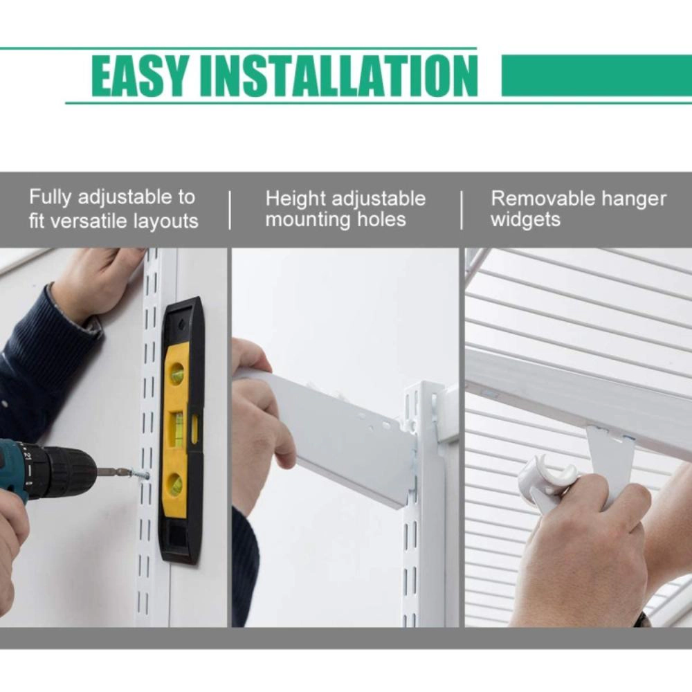 Hivvago Adjustable Wall Mounted Closet Rack System with Shelf