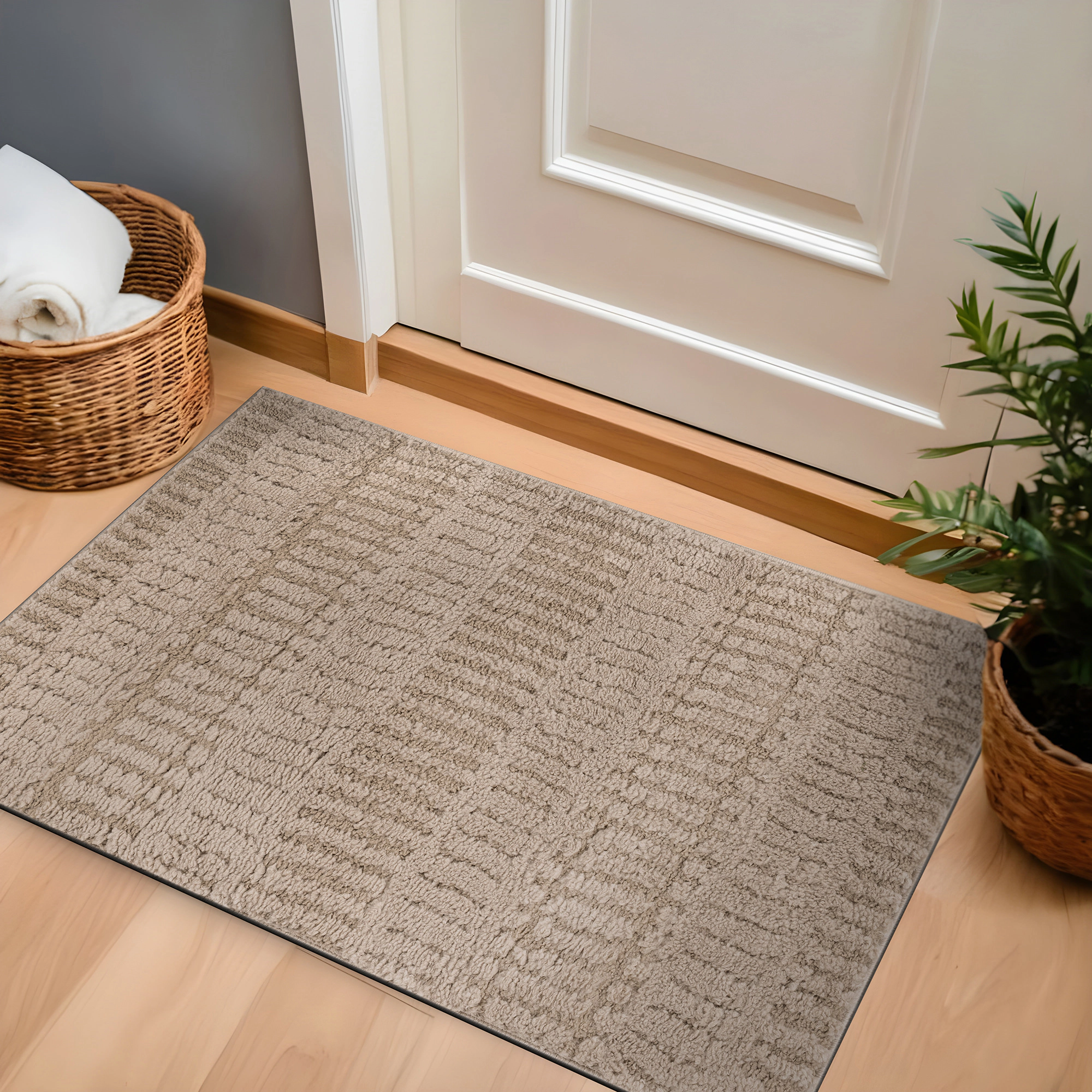 World Rug Gallery Vertical Dash Soft Shag High-Low Indoor Area