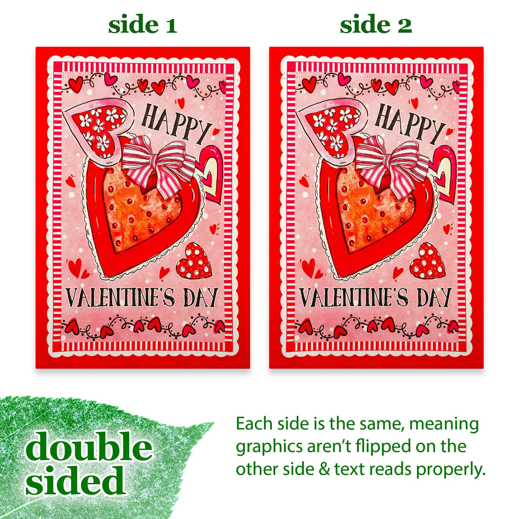 G128 Happy Valentine's Day Heart Cookie Double-Sided 12x18 Inch Garden Flag