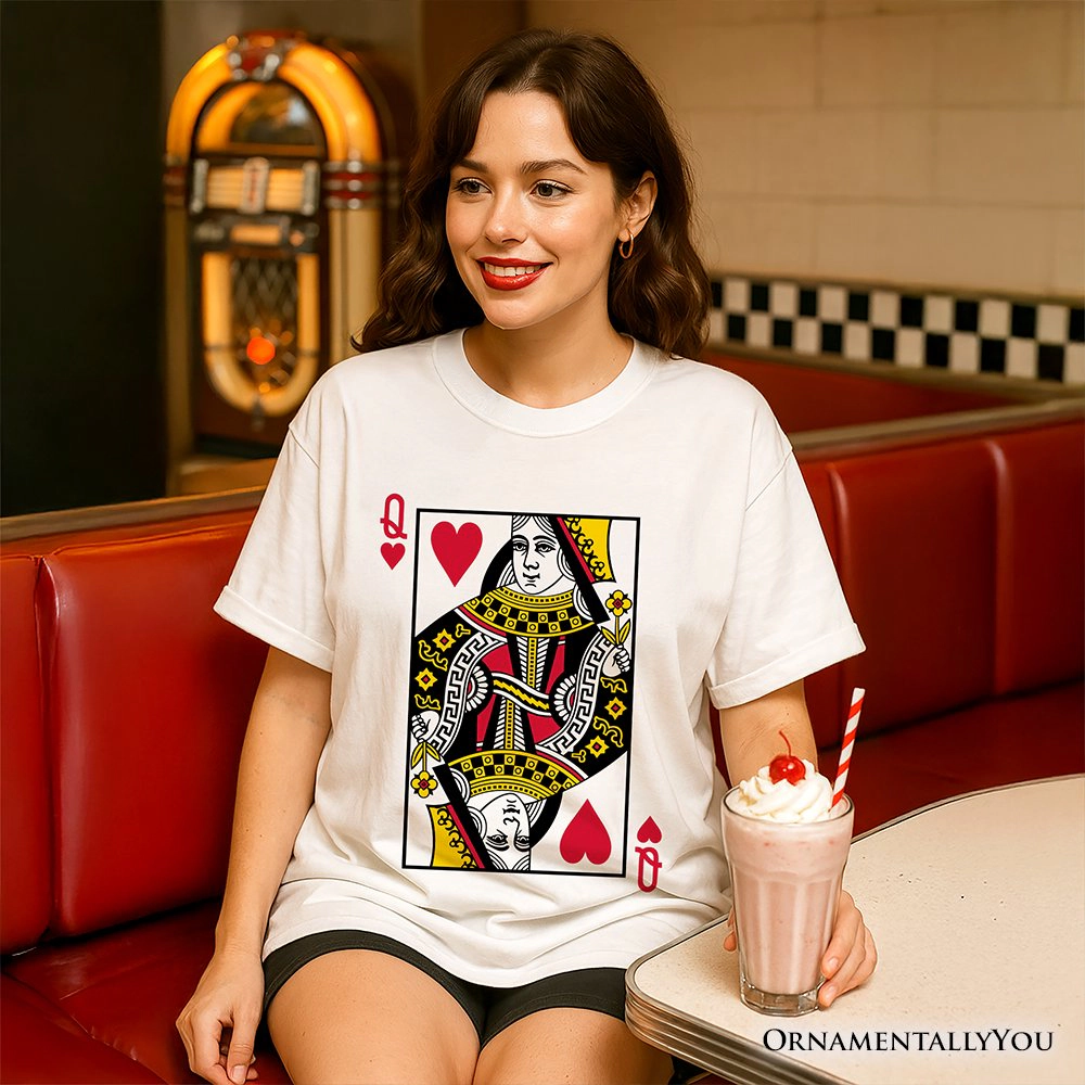 OrnamentallyYou Womens Queen Of Hearts Card Valentine T-Shirt