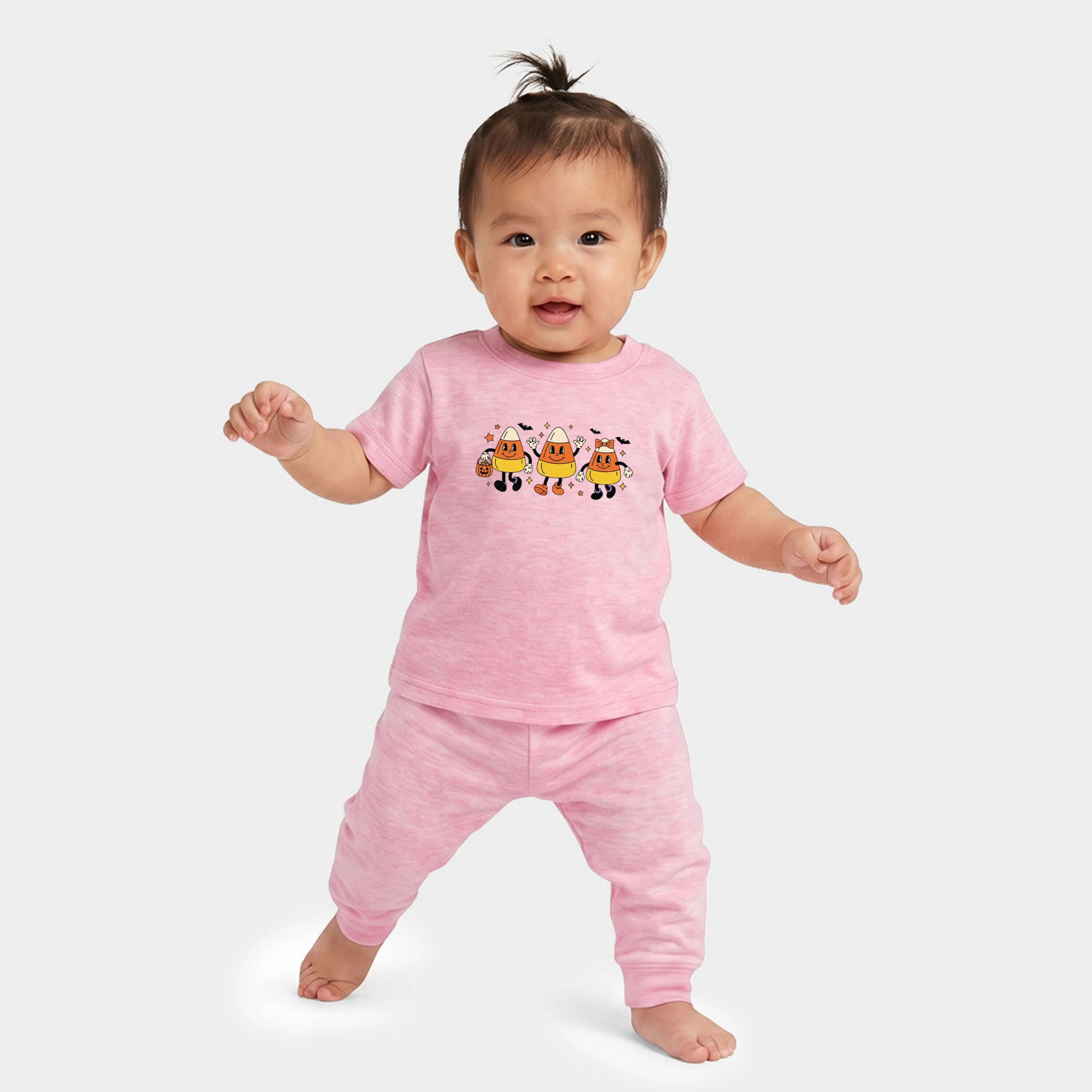 The Juniper Shop - Infant Jogger Pant Crew Set Candy Corn Retro Characters