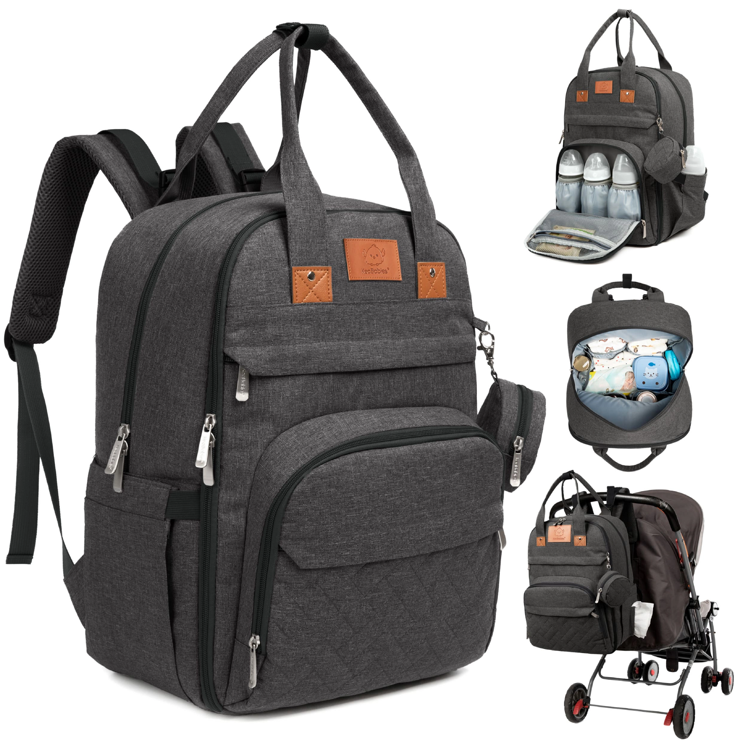 KeaBabies Rove Diaper Bag for Baby Boys, Girls