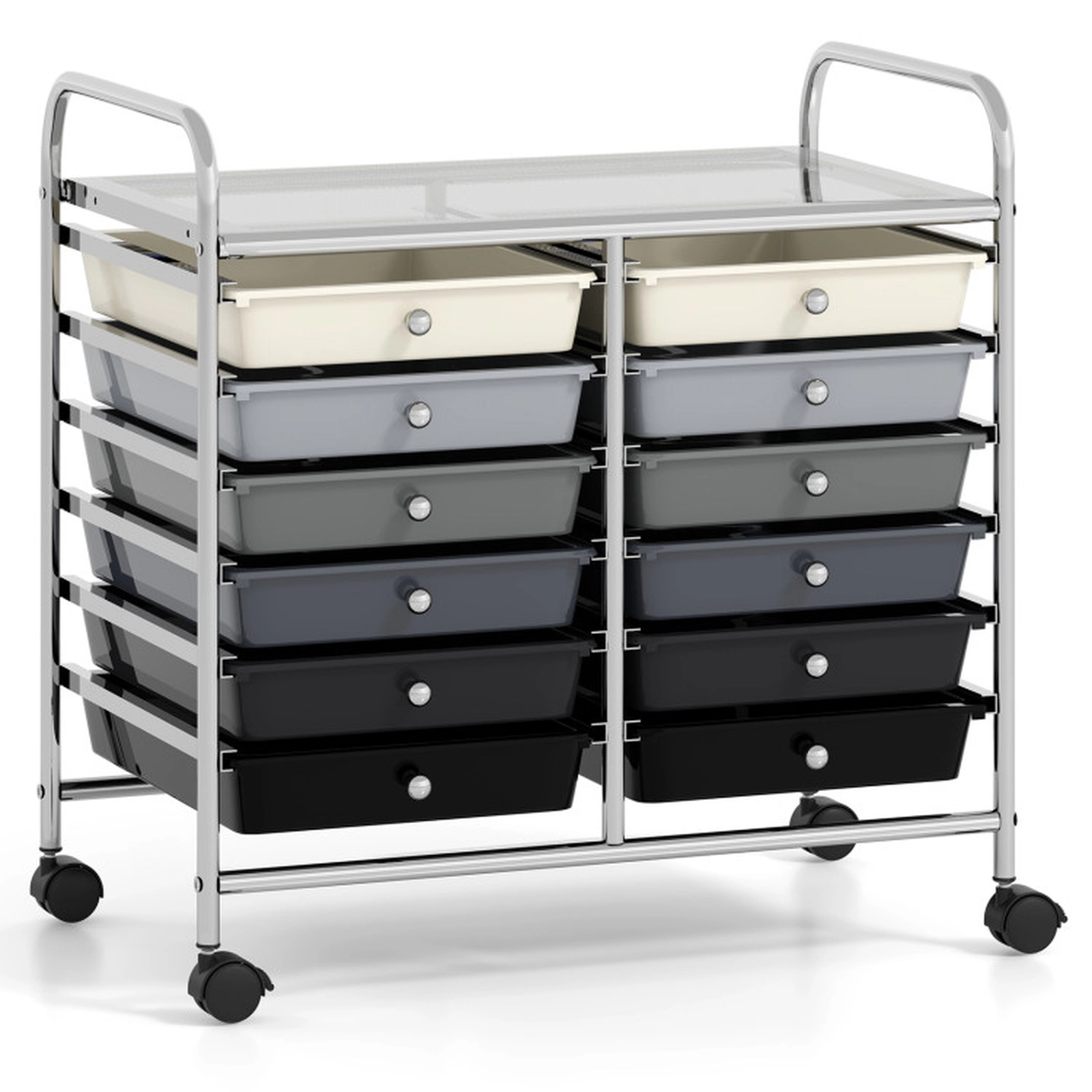 SUGIFT 12-Drawer Rolling Storage Cart with Steel Frame 34-in Tall for Home and Office Gradient Gray