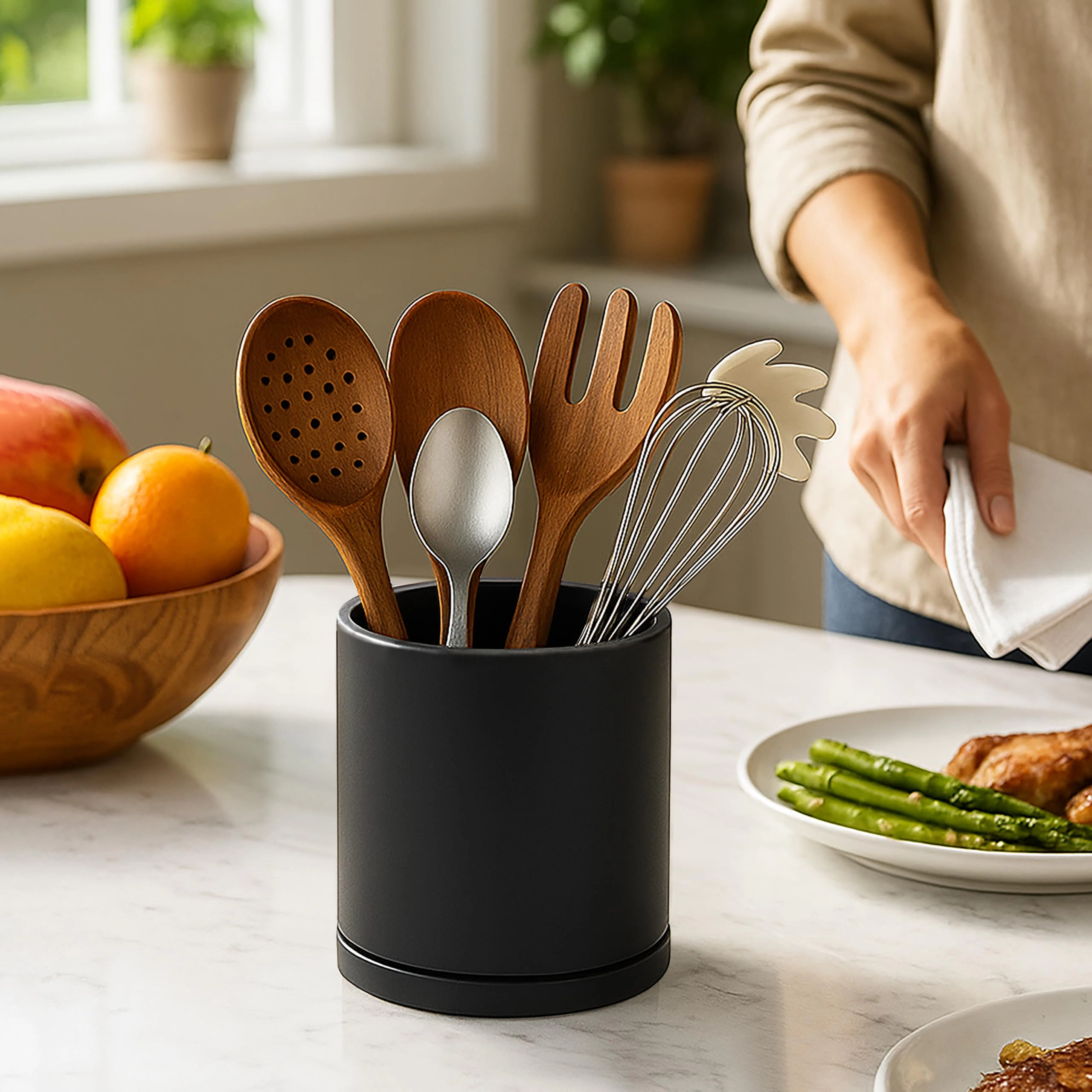 WZK 360 Rotating Dual Modern Minimalist Utensil Holder Set