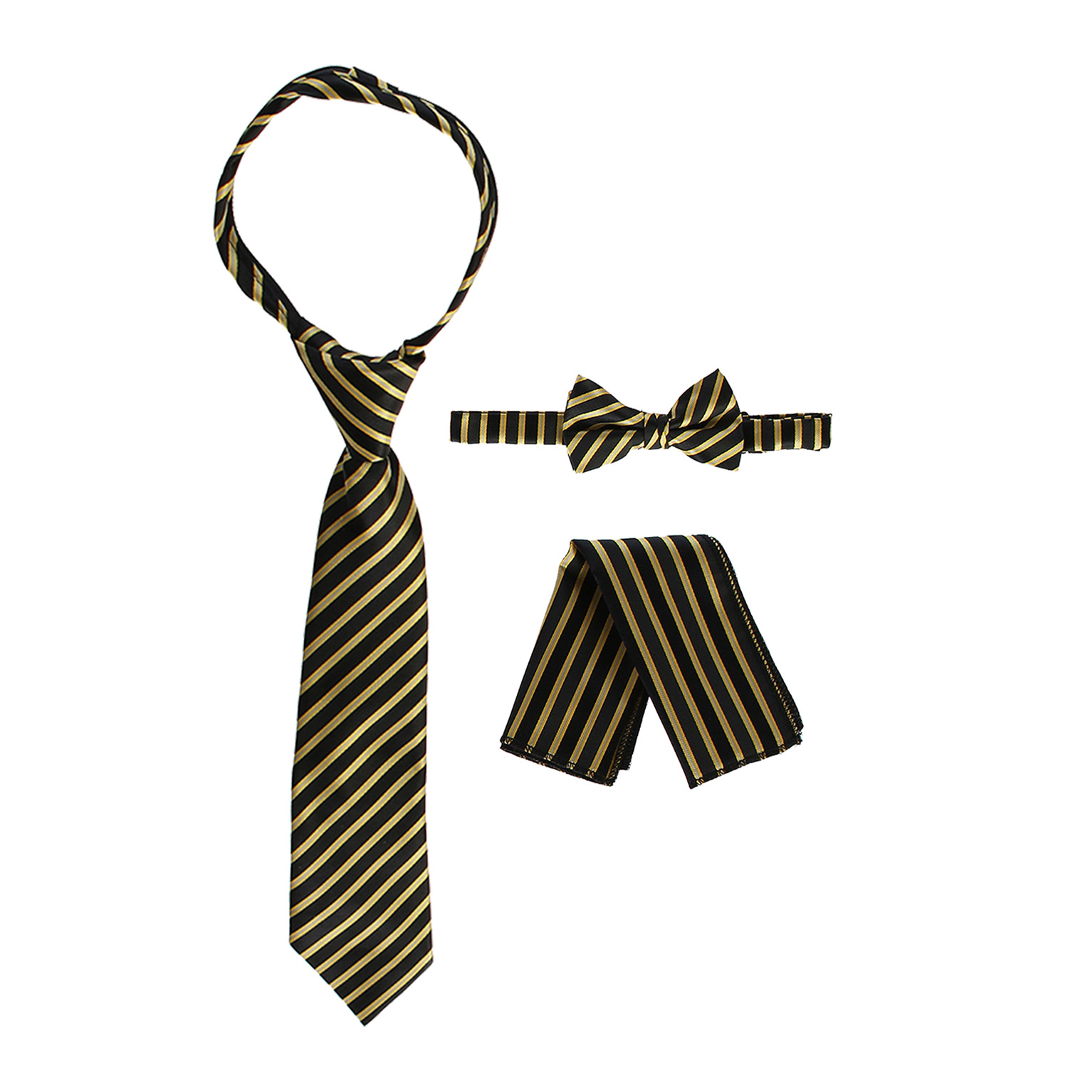 Gioberti Boy's Long Sleeve Dress Shirt And Stripe Zippered Tie Set
