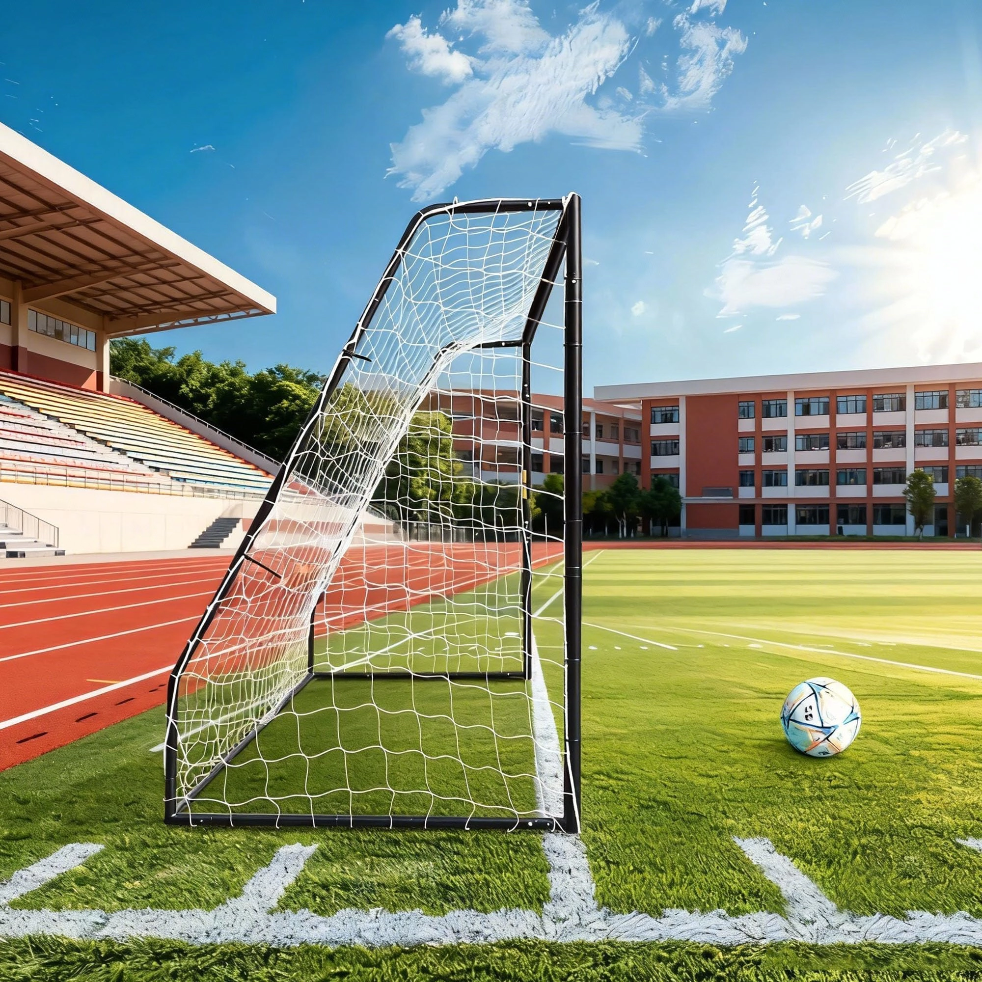 12x6 FT Soccer Goal with Foldable Net, Heavy Duty Metal Frame, Fiberglass Support Poles, Stakes & Carry Bag