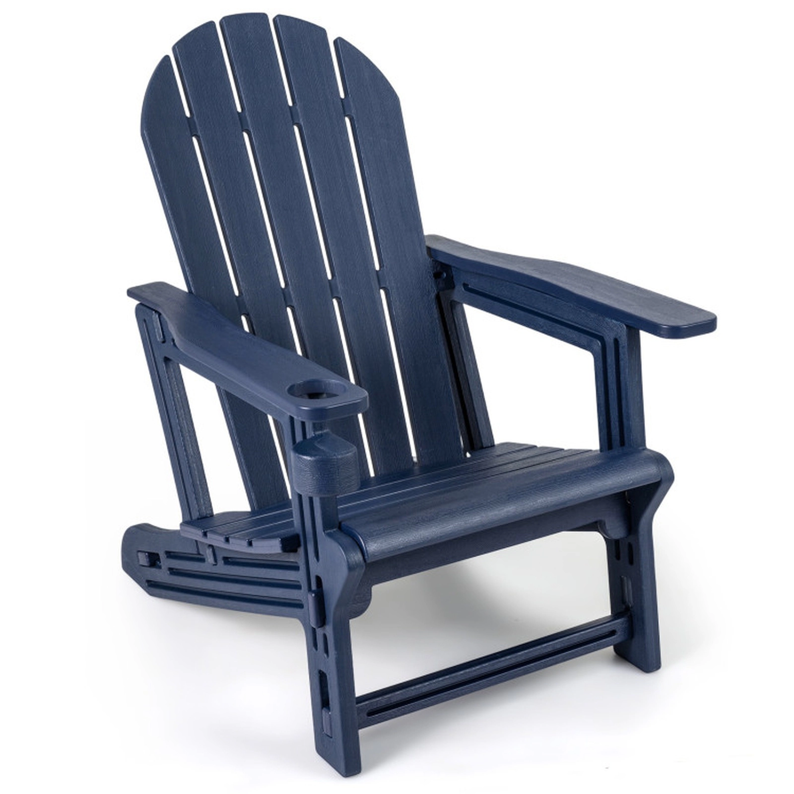 SUGIFT Adirondack Chair with Cup Holder and Wooden Texture 330-Lb Capacity Navy Blue/Black/Gray