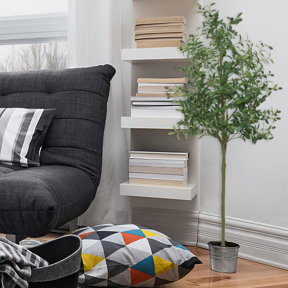 Faux Olive Tree 5Ft, Fake Black Olive Tree with Pot, Indoor Tall Artificial Plants for Living Room Home Office