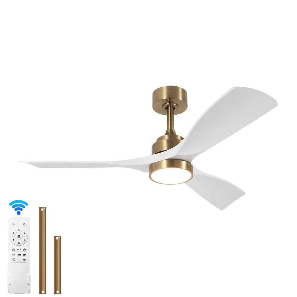 Flynama 42 in. Gold DC Motor Downrod Mount Standard Ceiling Fan with Remote Control Reversible, Ceiling Fans with Lights