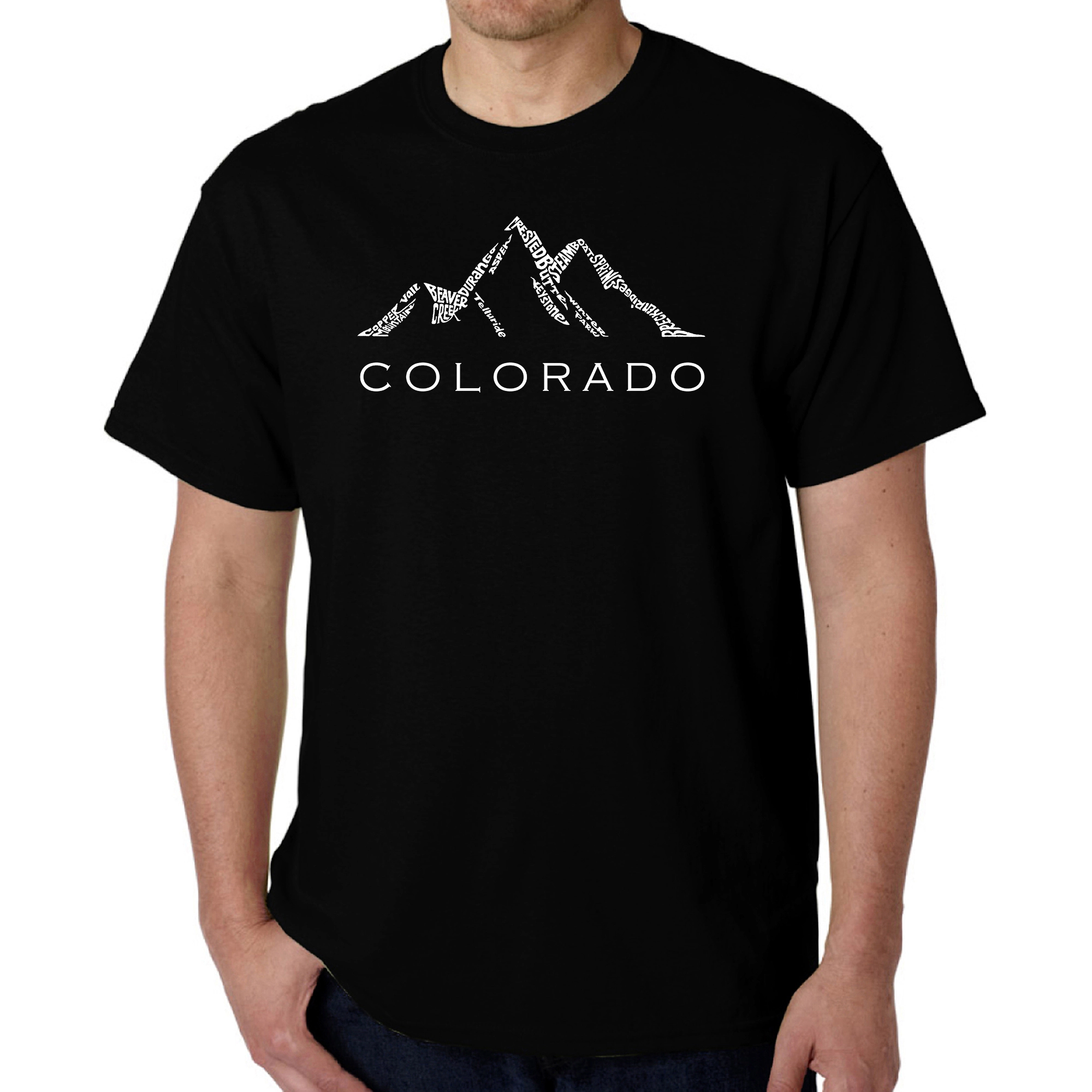 LA Pop Art Men's Colorado Ski Towns Word T-Shirt