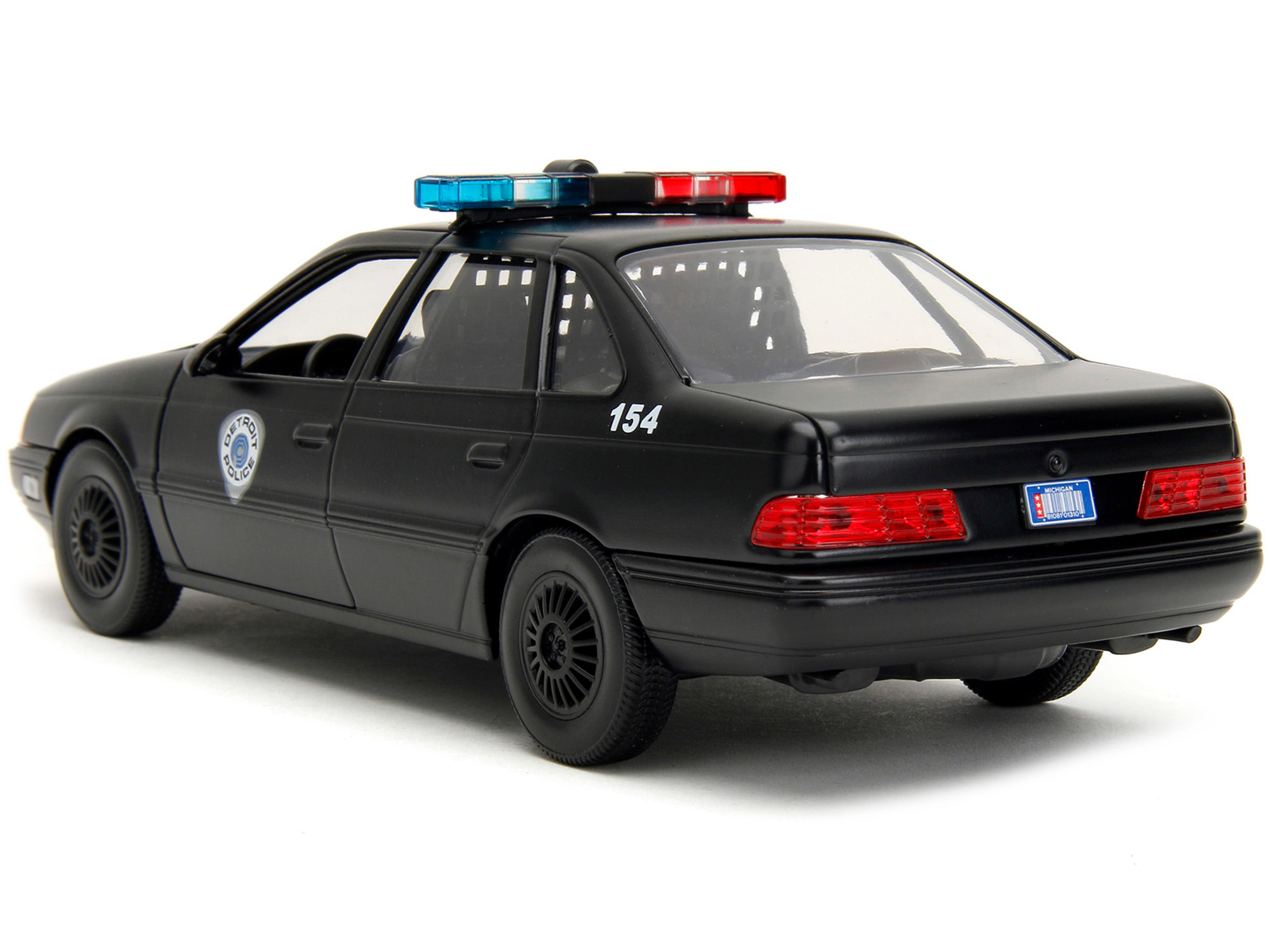Jada Collectible Ford Taurus Ocp Matt Black "Detroit Police" And Robocop Diecast Figure 35Th Anniversary (1987)