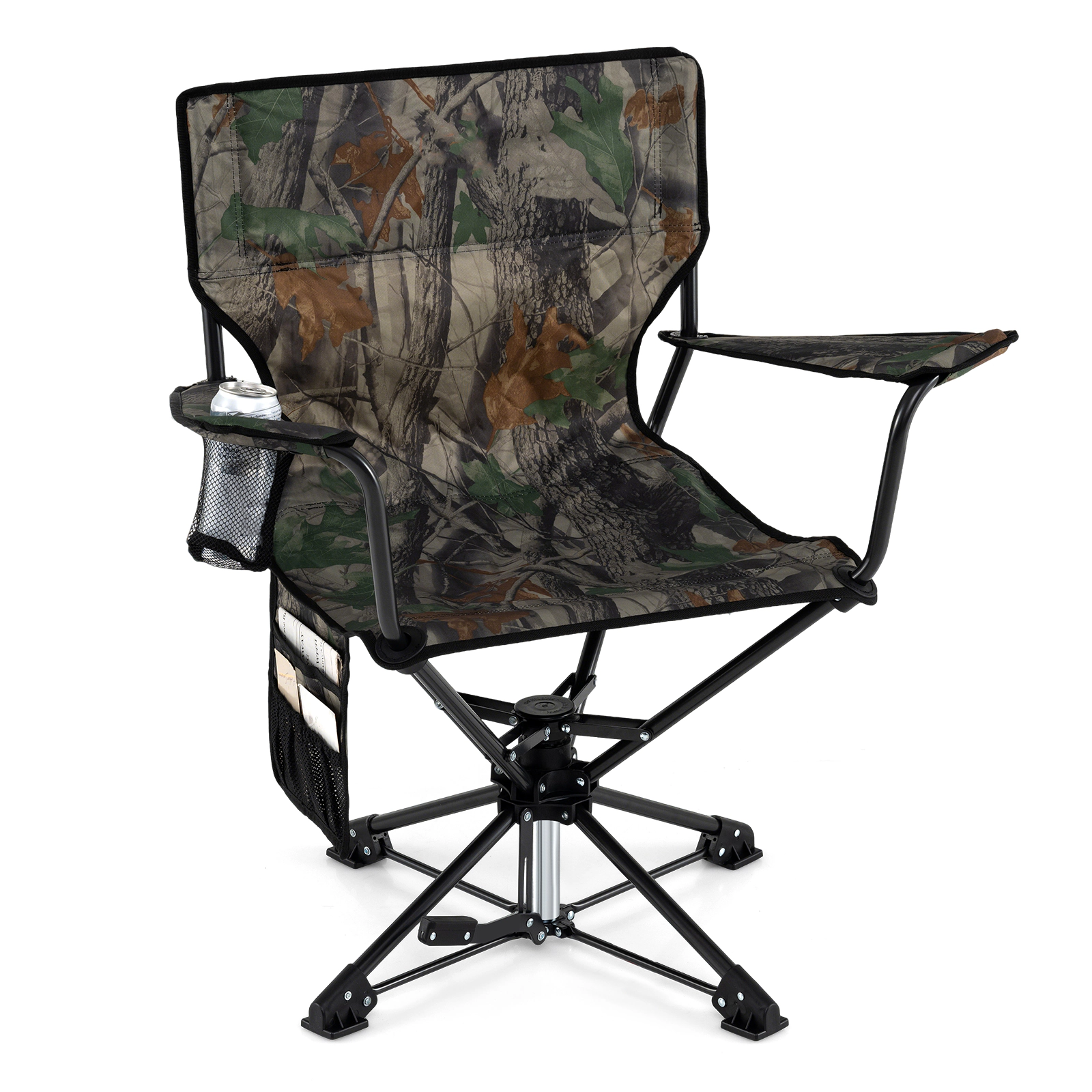 SUGIFT Green 360-Degree Swivel Hunting Chair with Mesh Cup Holder 32-in W 21-in D 35-in H 300-lb Seat Capacity