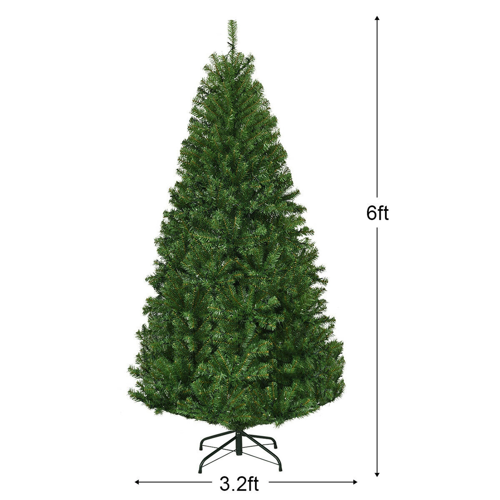 SUGIFT Dense PVC Hinged Artificial Christmas Tree 6-ft Tall with 1000 Tips 350 LED Lights and Metal Stand Green