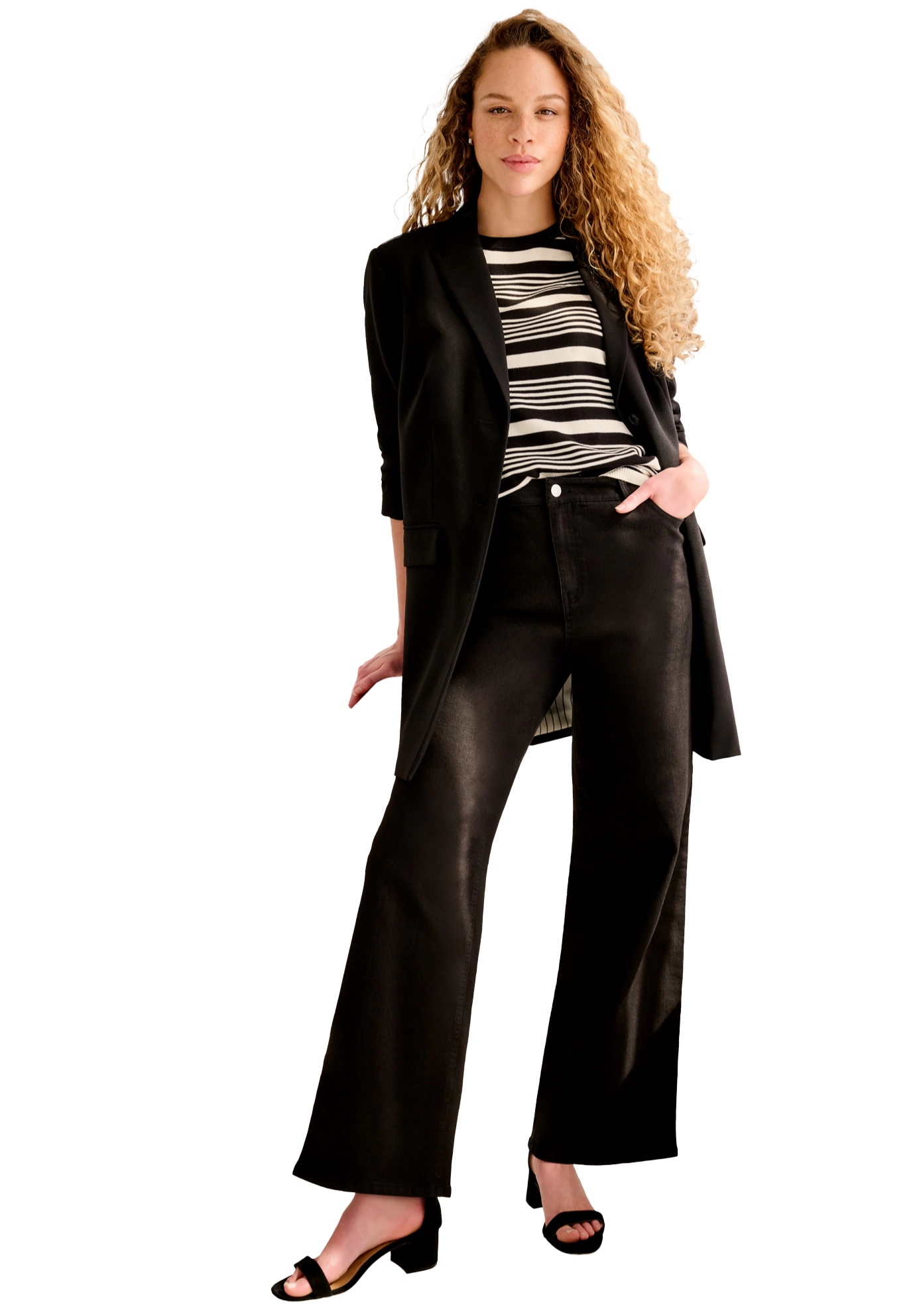 Ellos Plus Stretch High-waist Wide Leg Jeans