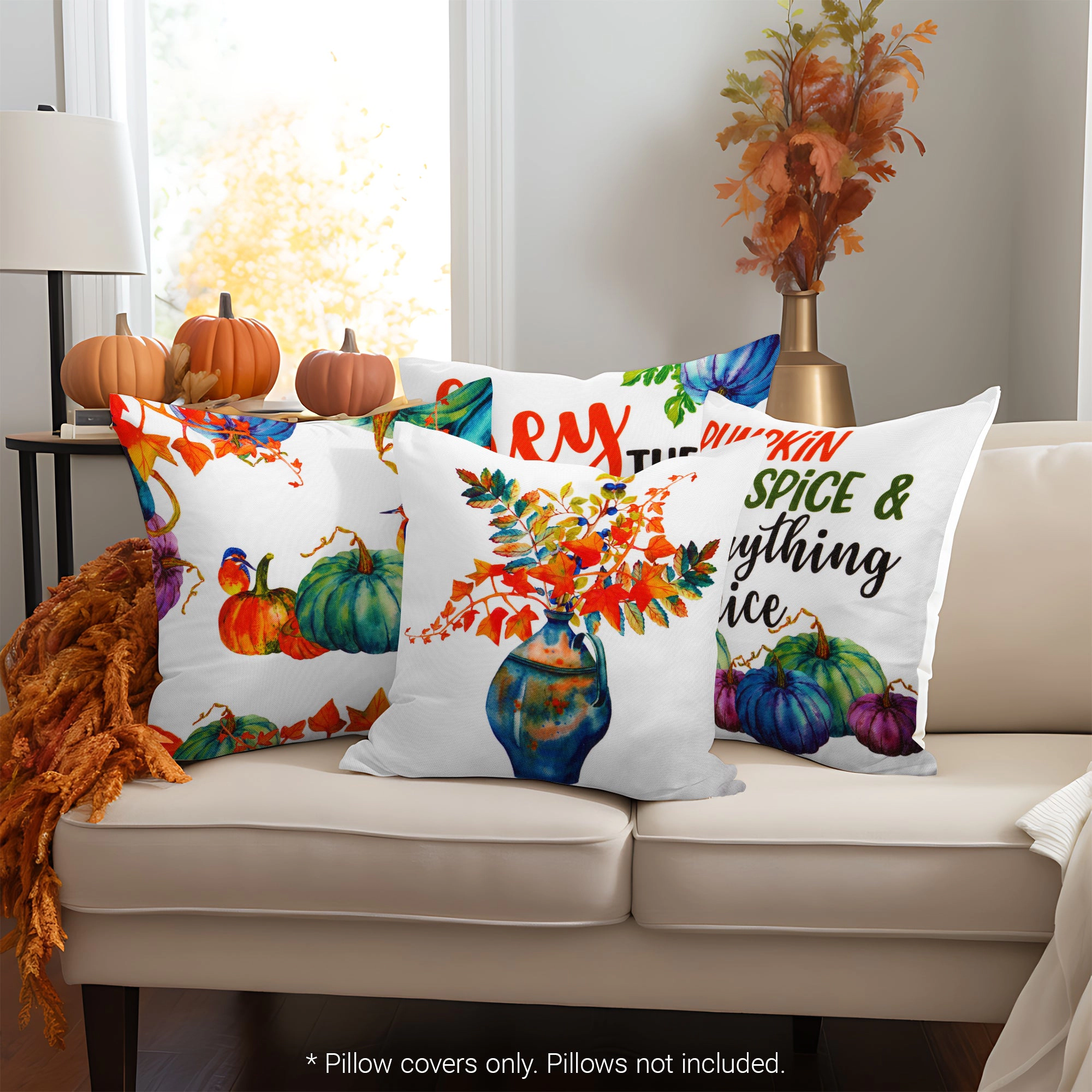 G128 Farmhouse Pumpkin Decorative Throw Pillow Covers