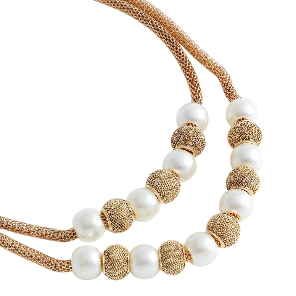 SOHI Women's Gold Plated Pearl Necklace