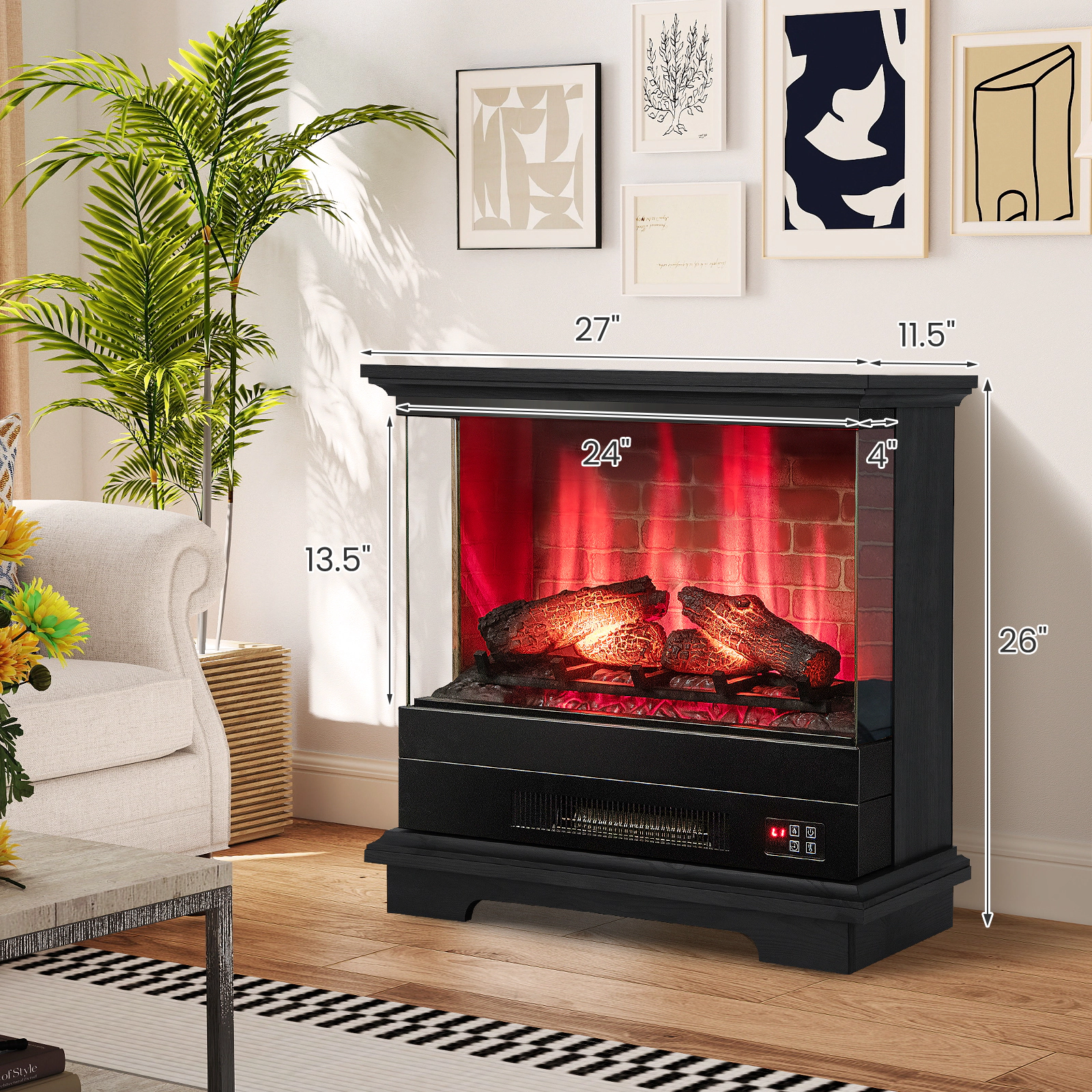 SlickBlue Freestanding Electric Fireplace with 7-Level Flame Effect
