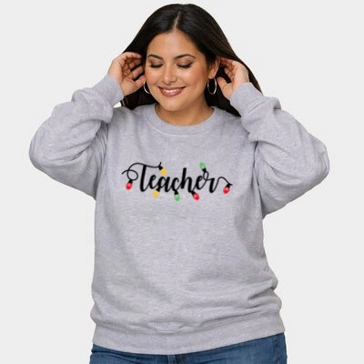 Simply Sage Market - Teacher Christmas Lights  Women's Plus Sized Graphic Sweatshirt