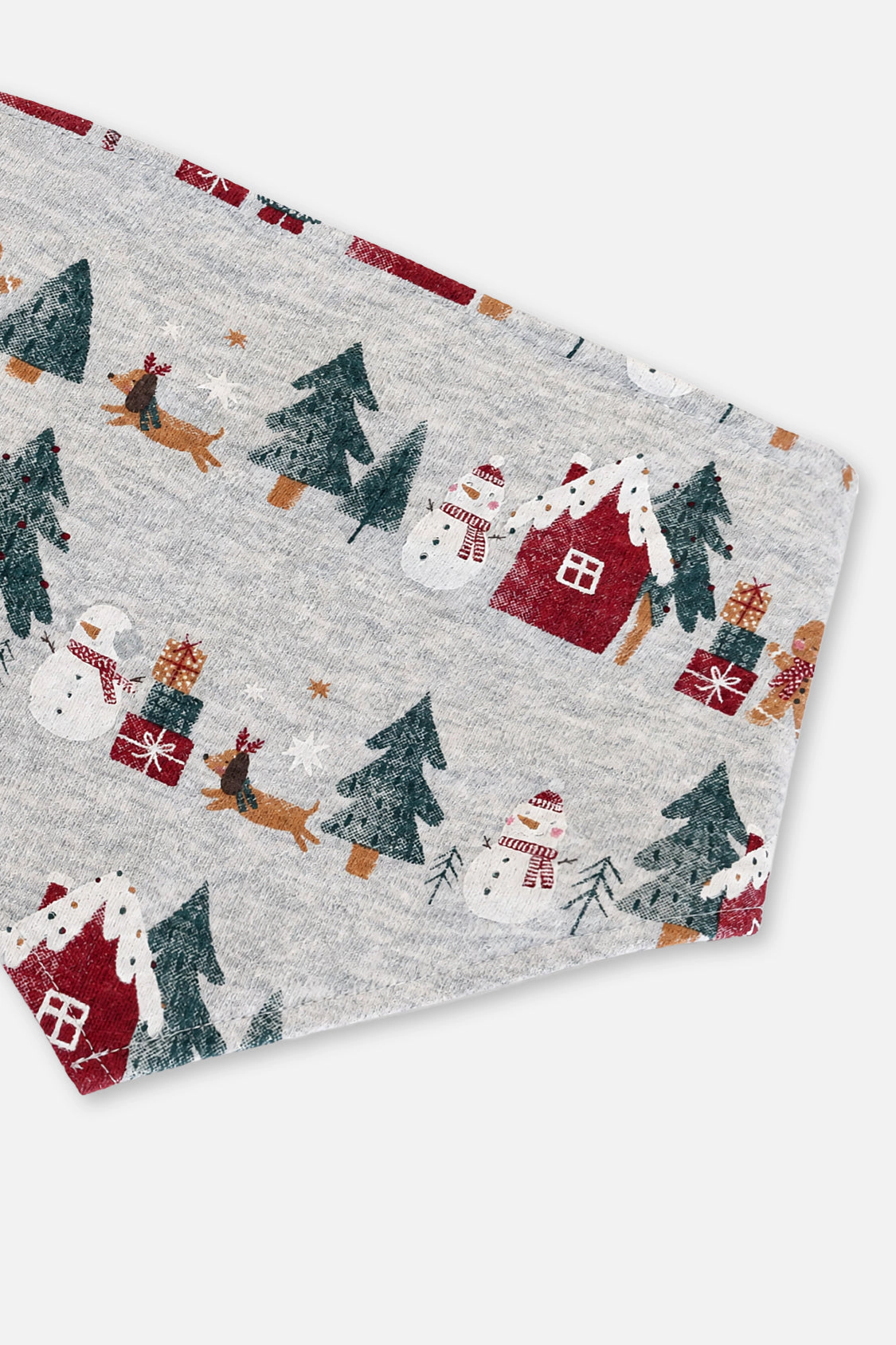 Deux par Deux Unisex Organic Cotton One Piece Tie Closure Christmas Print Bandana for Dogs