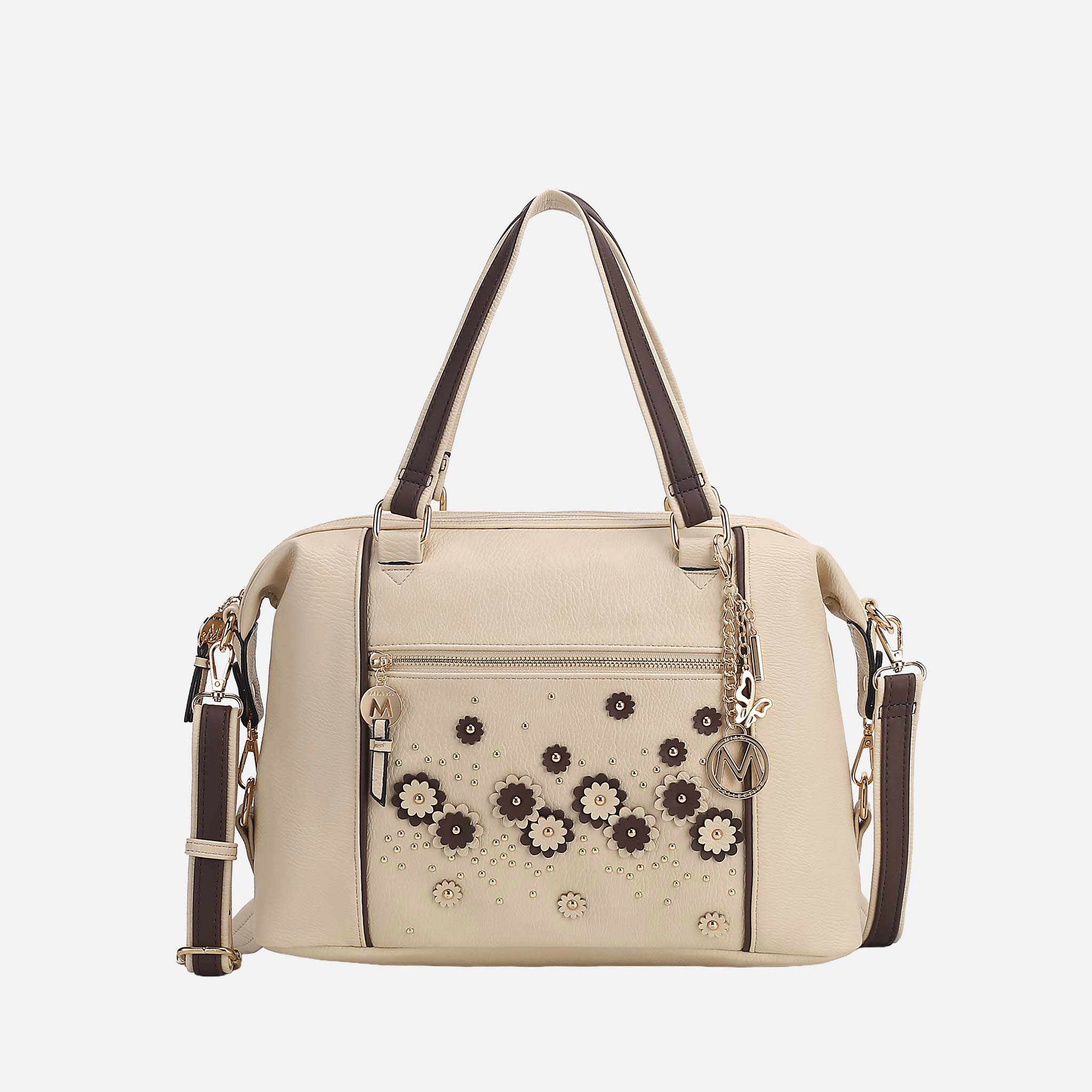 Mia K Collection Francis 3D Color-Block Floral Vegan Leather Tote