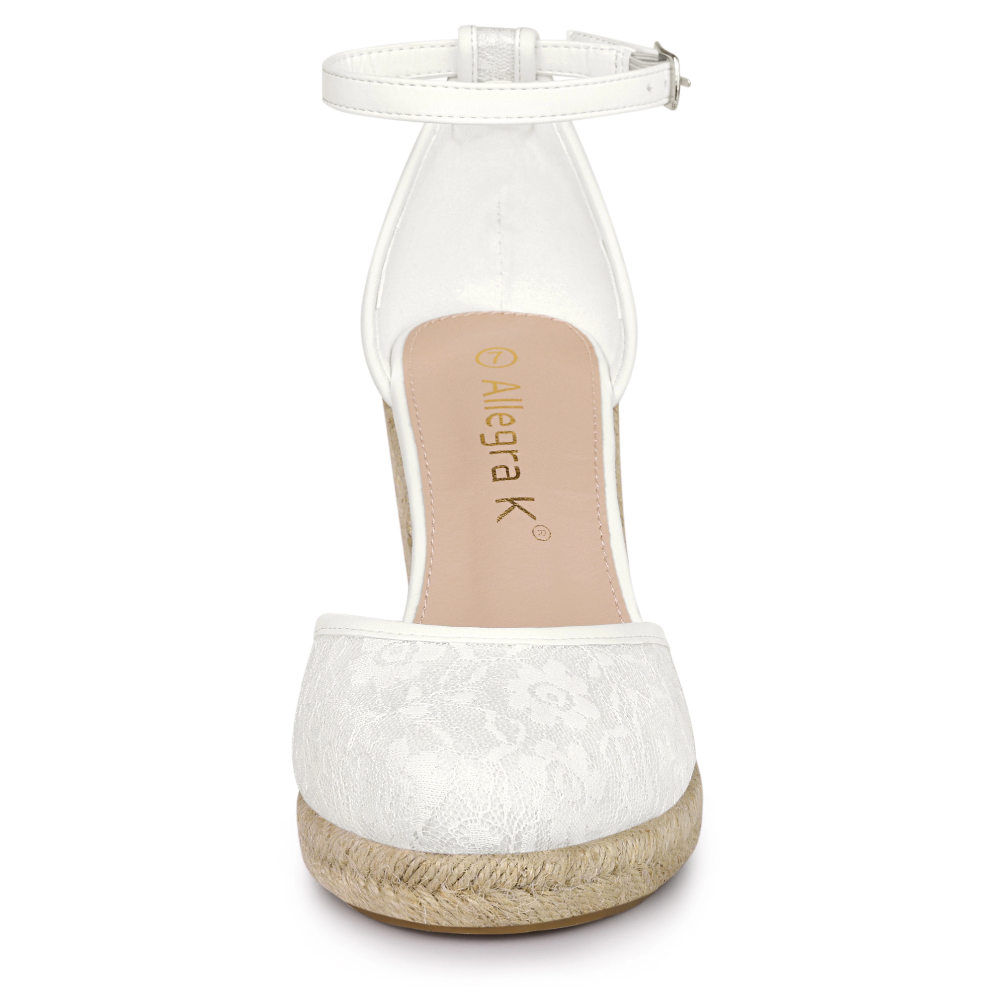 BLISSFUL STEP Women's Closed Toe Lace Espadrille Platform Wedge Heels Sandals